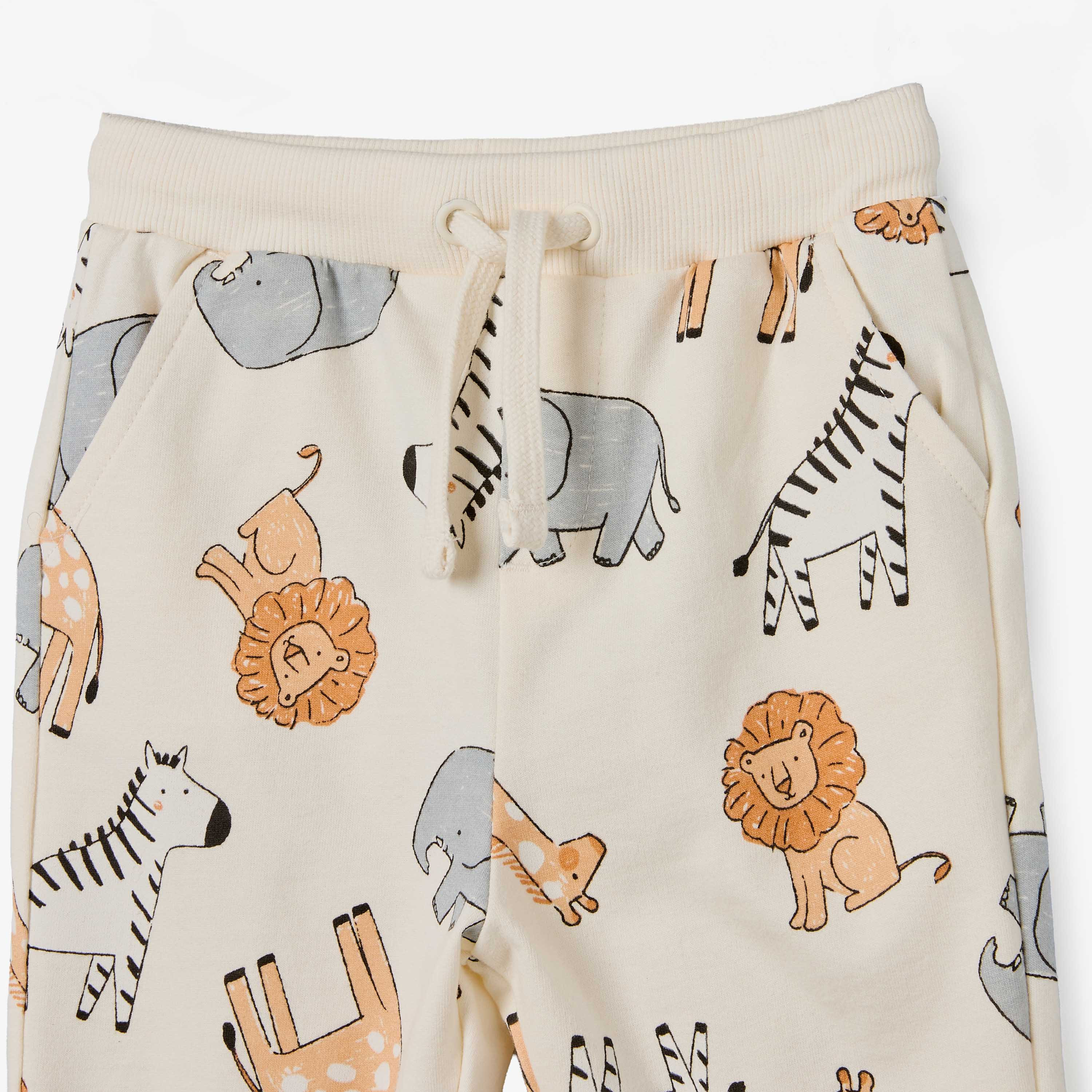 Juniors Drawstring Waist Joggers with Safari Print-baby-boys-clothing-bottoms-joggersandtrackpants-image-4