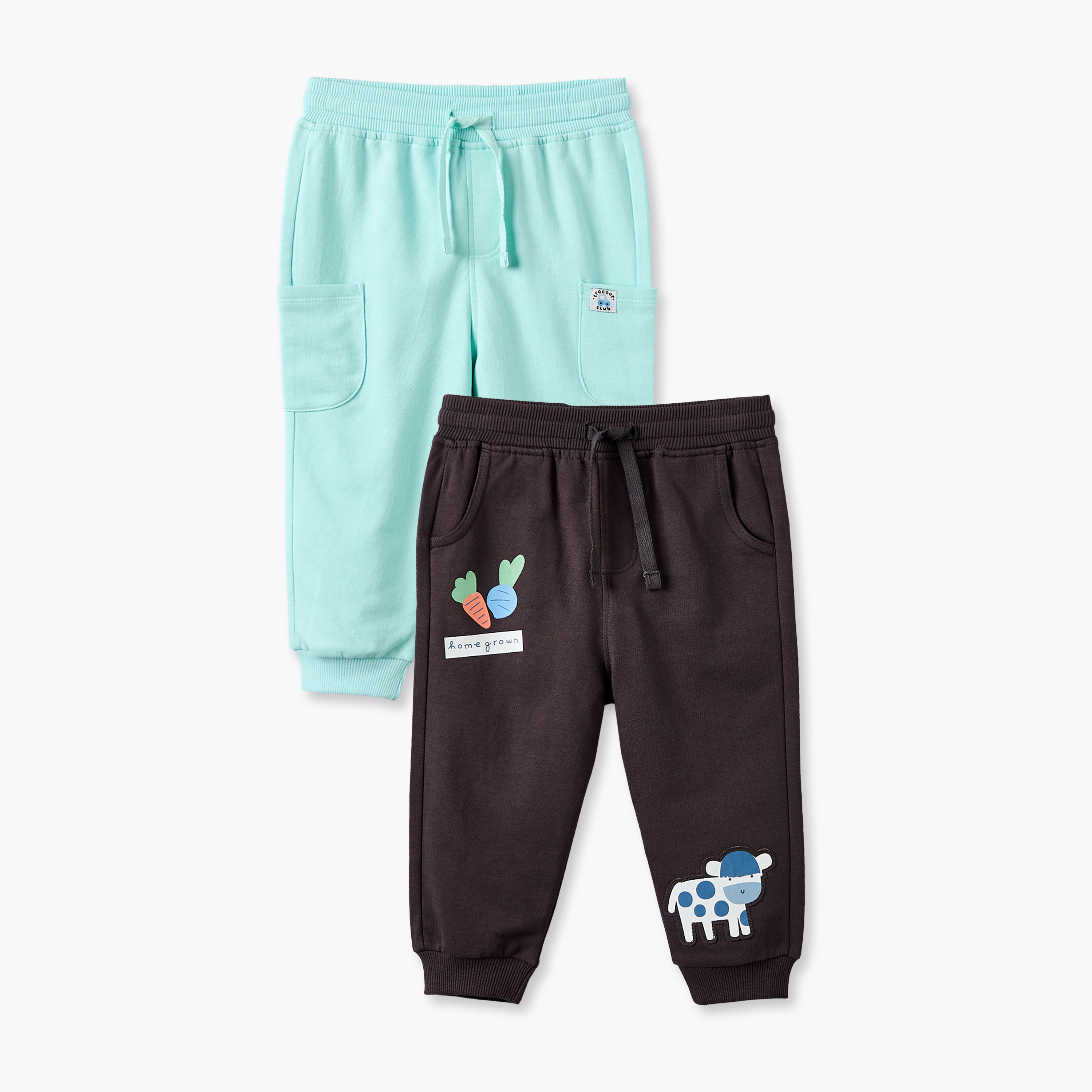 بنطلونات رياضية بخصر مطاطي وطبعات تراكتور من جونيورز - عبوة من قطعتين-baby-boys-clothing-bottoms-joggersandtrackpants-image-1