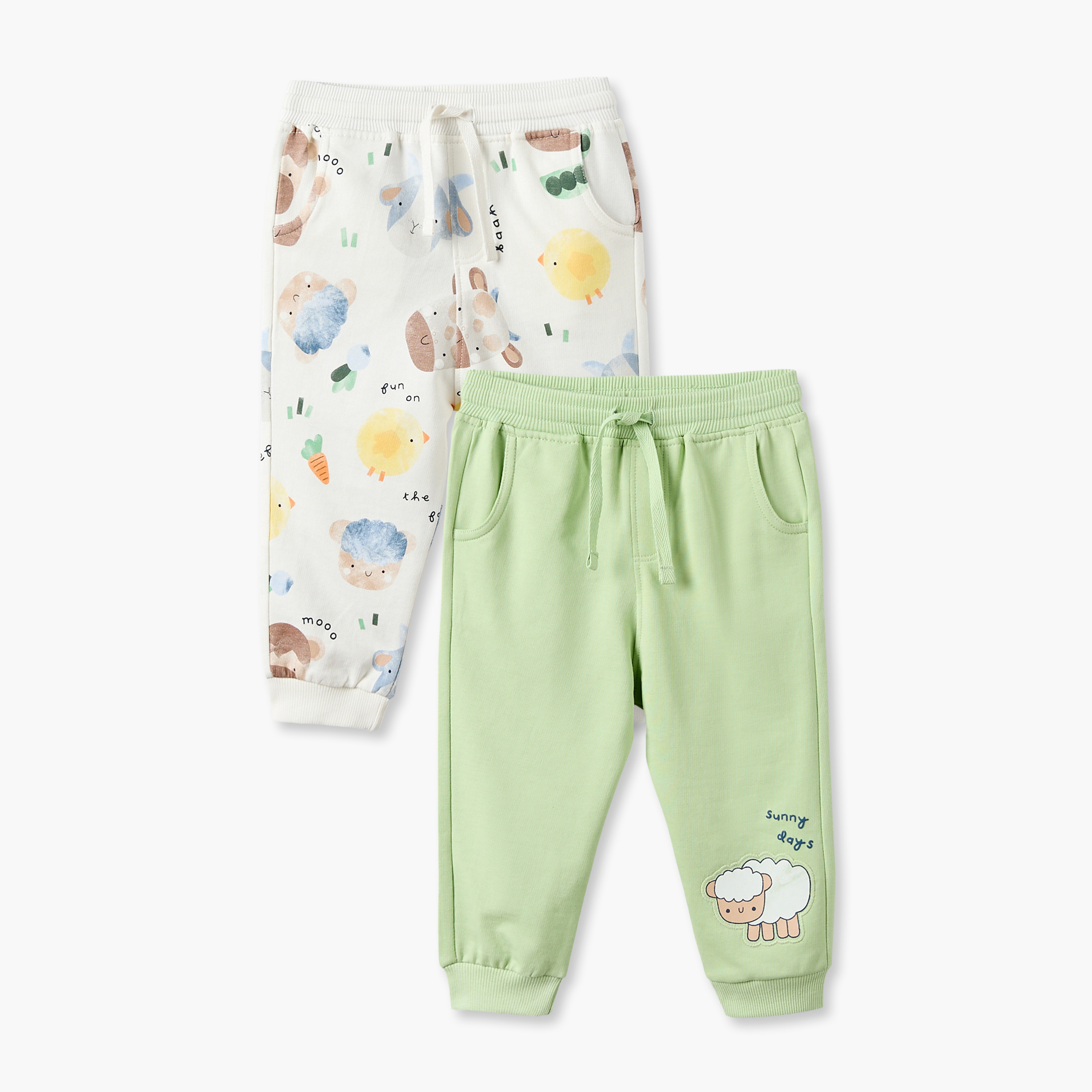 Pack of 2 Juniors Elasticated Waistband Joggers with Tractor Print-baby-boys-clothing-bottoms-joggersandtrackpants-image-1