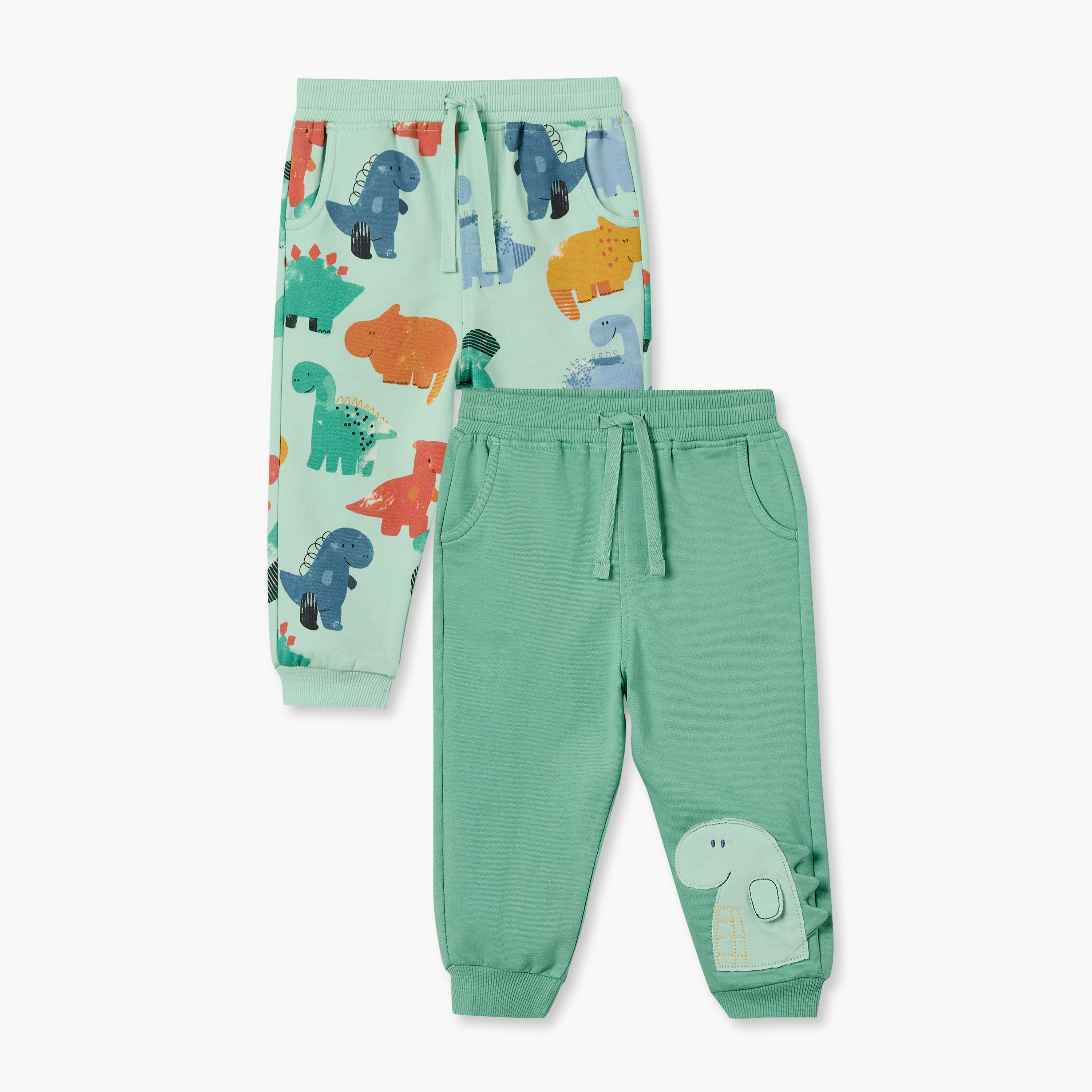 بنطلونات رياضية برباط خصر وزينة ديناصور من جونيورز - عبوة من قطعتين-baby-boys-clothing-bottoms-joggersandtrackpants-image-1