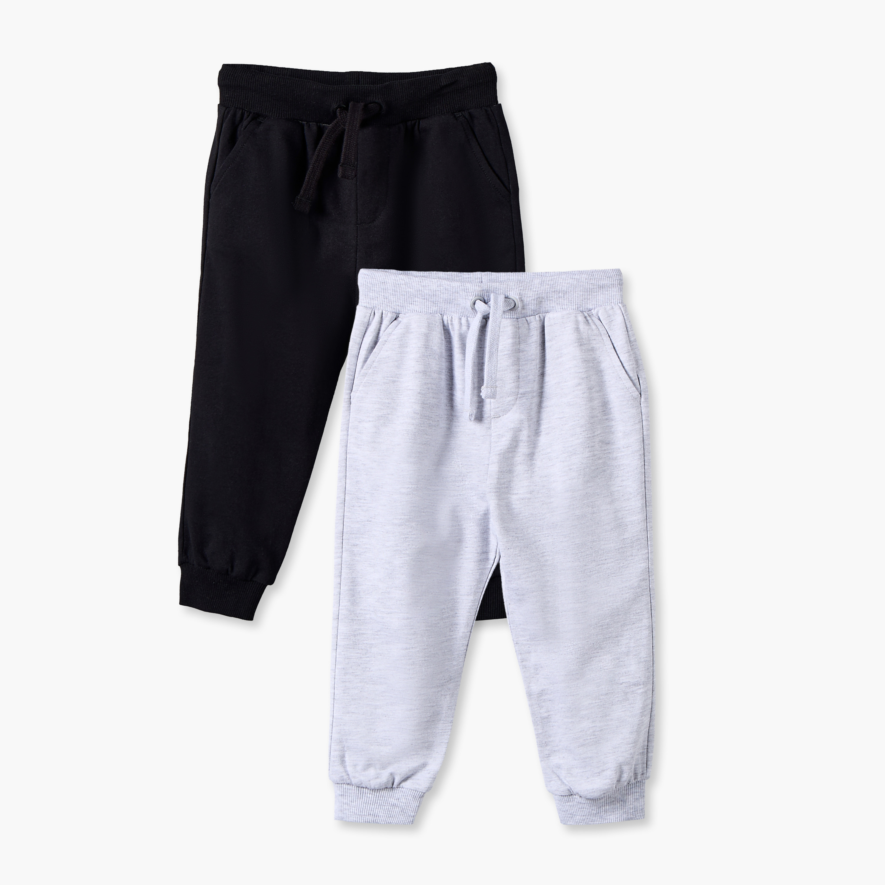 Pack of 2 Juniors Elasticated Drawstring Waist Joggers with Pockets-baby-boys-clothing-bottoms-joggersandtrackpants-image-1
