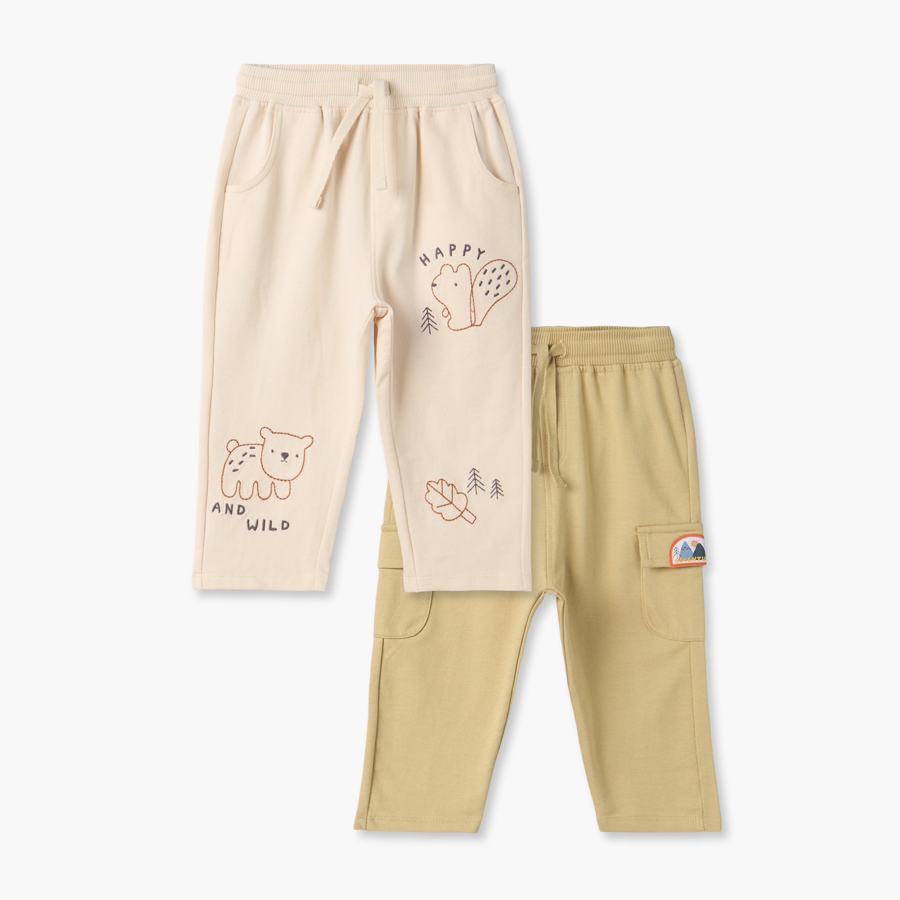 طقم بناطيل رياضية برباط مطاطي وطبعات متنوعة قطعتين من جونيورز-baby-boys-clothing-bottoms-joggersandtrackpants-image-1
