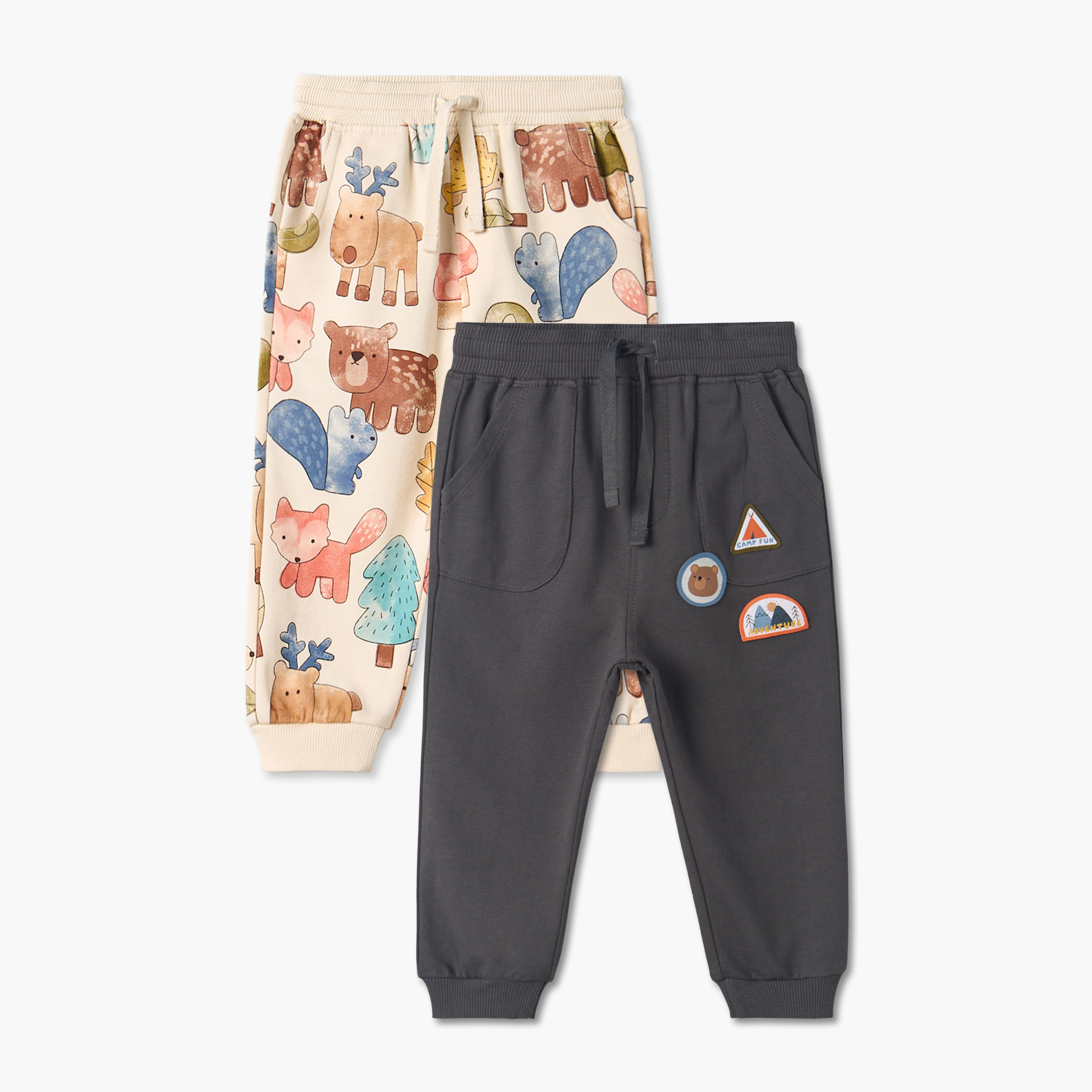 طقم بناطيل رياضية برباط مطاطي وطبعات متنوعة قطعتين من جونيورز-baby-boys-clothing-bottoms-joggersandtrackpants-image-1