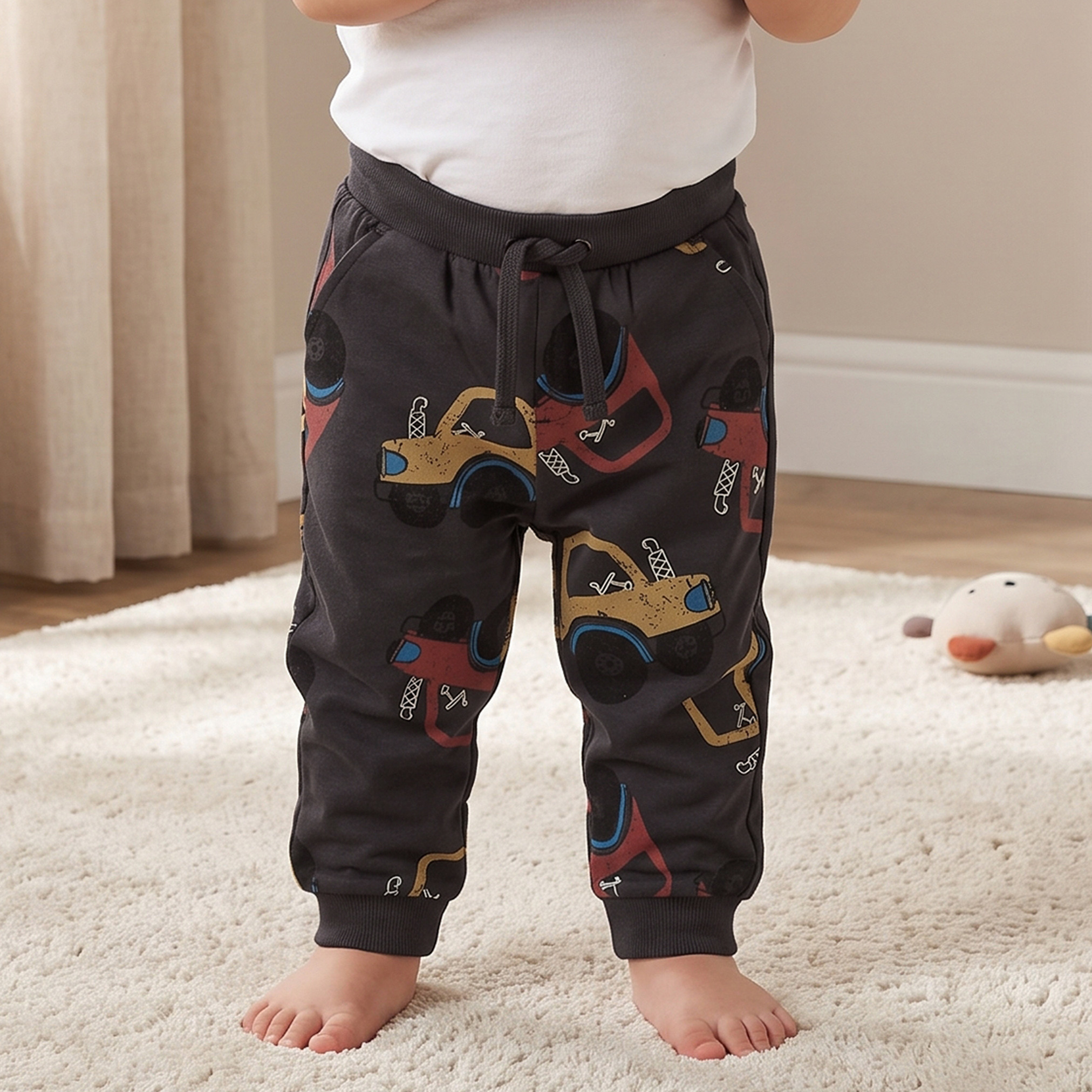 Juniors Drawstring Waist Joggers with Construction Vehicle Print-baby-boys-clothing-bottoms-joggersandtrackpants-image-1