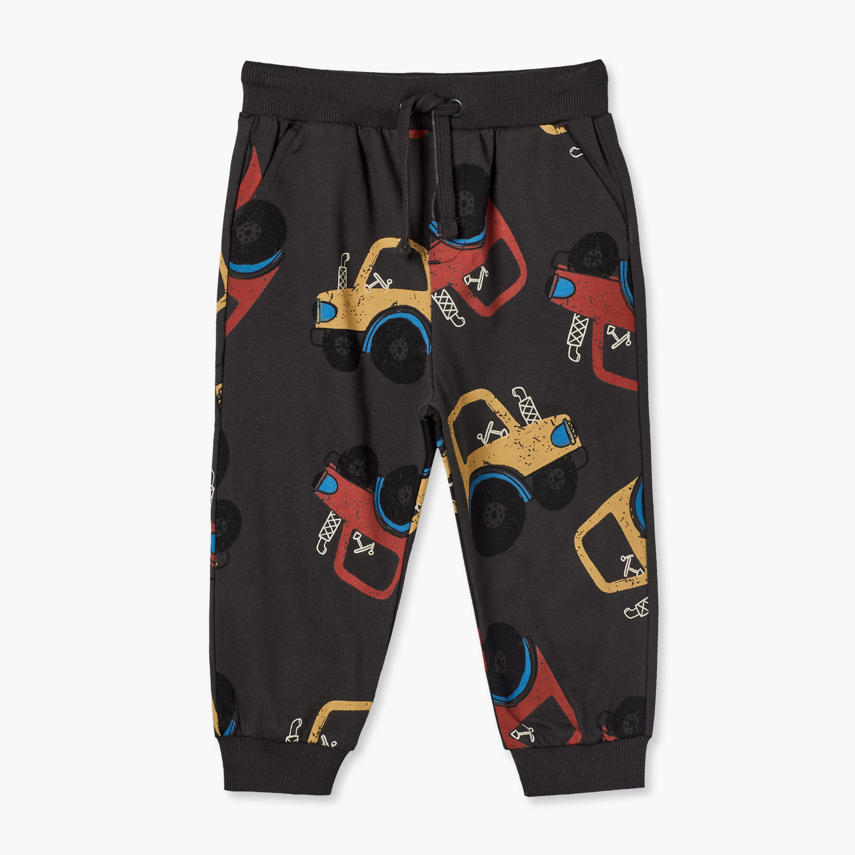 Juniors Drawstring Waist Joggers with Construction Vehicle Print-baby-boys-clothing-bottoms-joggersandtrackpants-image-2