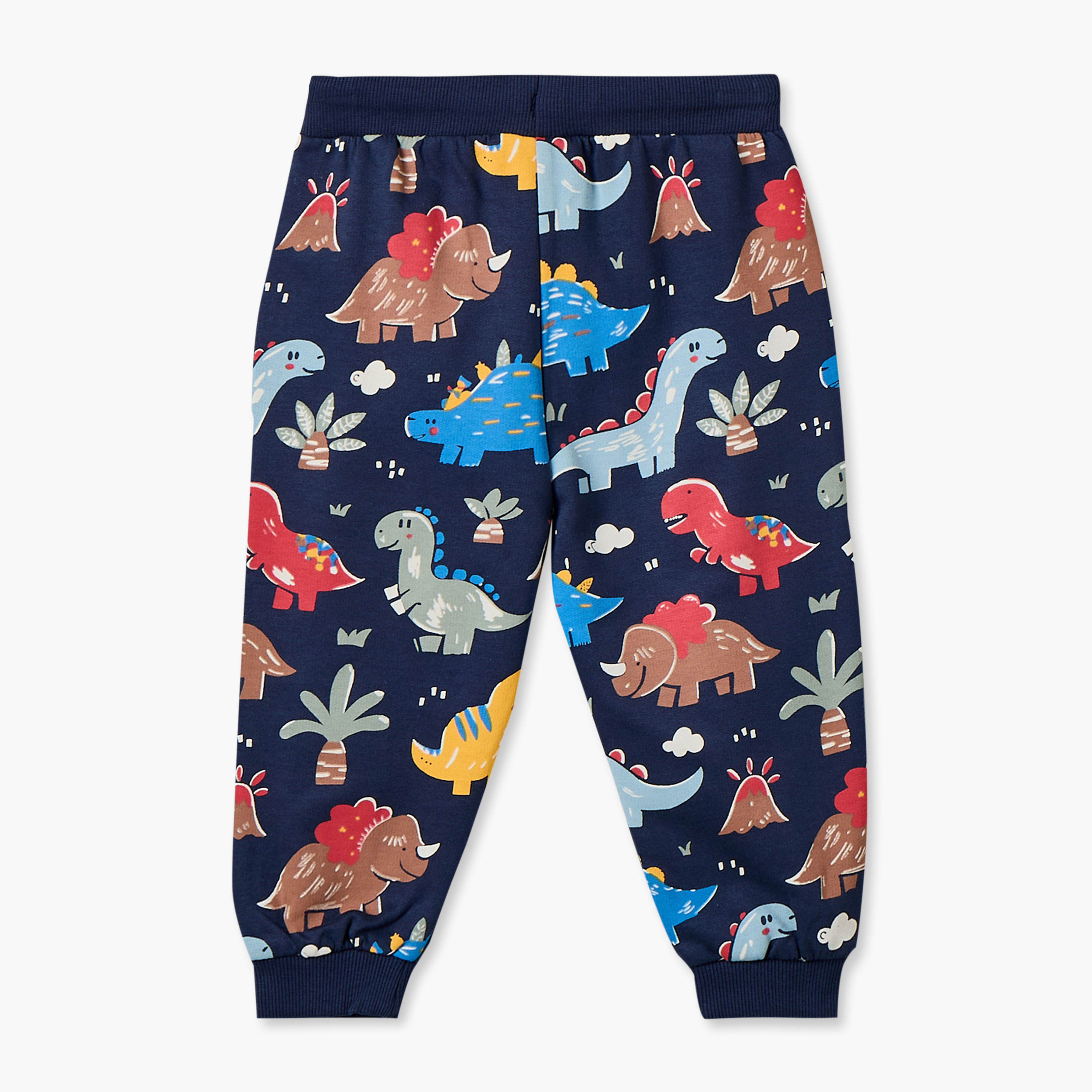 Juniors Elasticated Drawstring Waist Joggers with Dinosaur Print-baby-boys-clothing-bottoms-joggersandtrackpants-image-3