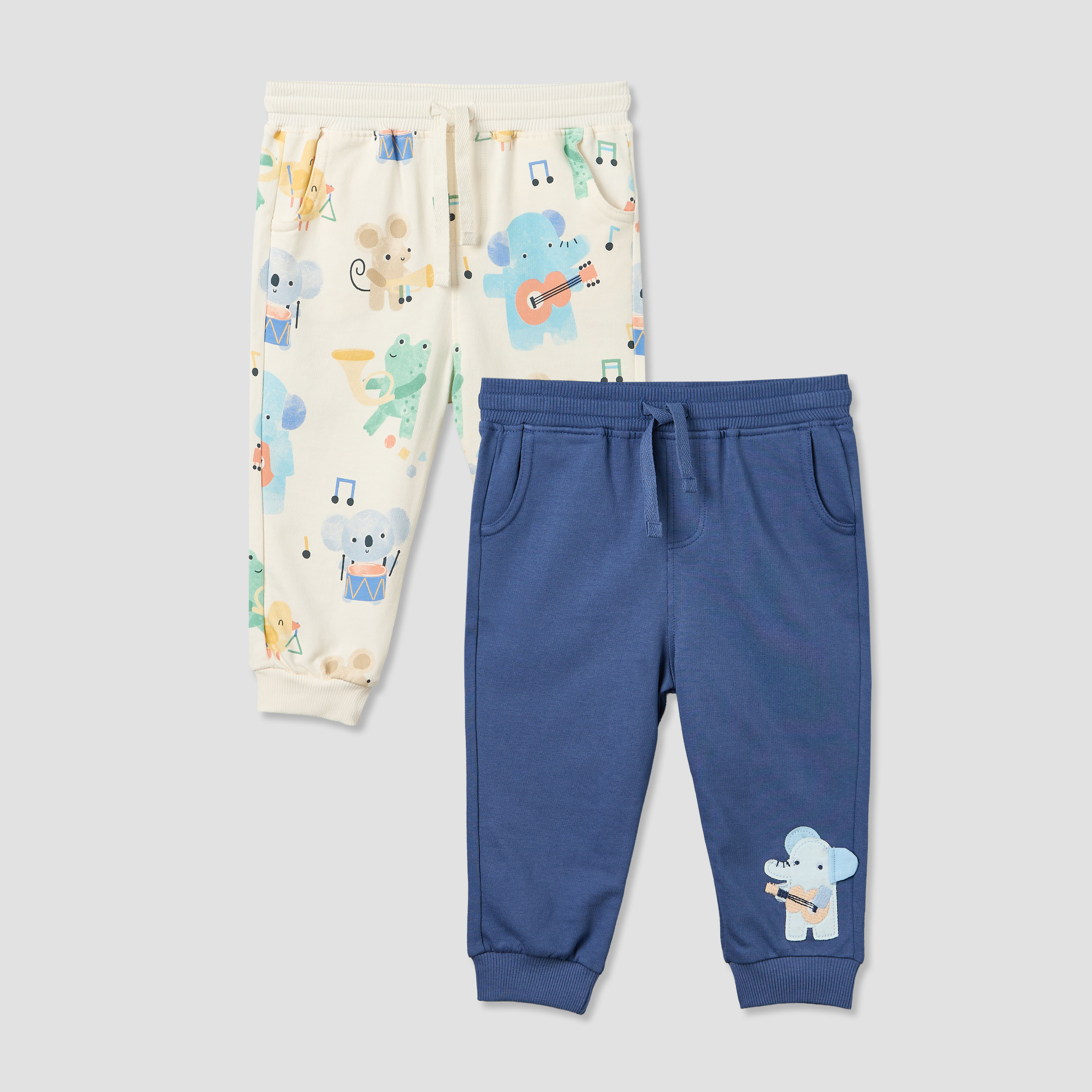 Pack of 2 Juniors Drawstring Closure Joggers with Print-baby-boys-clothing-bottoms-joggersandtrackpants-image-1