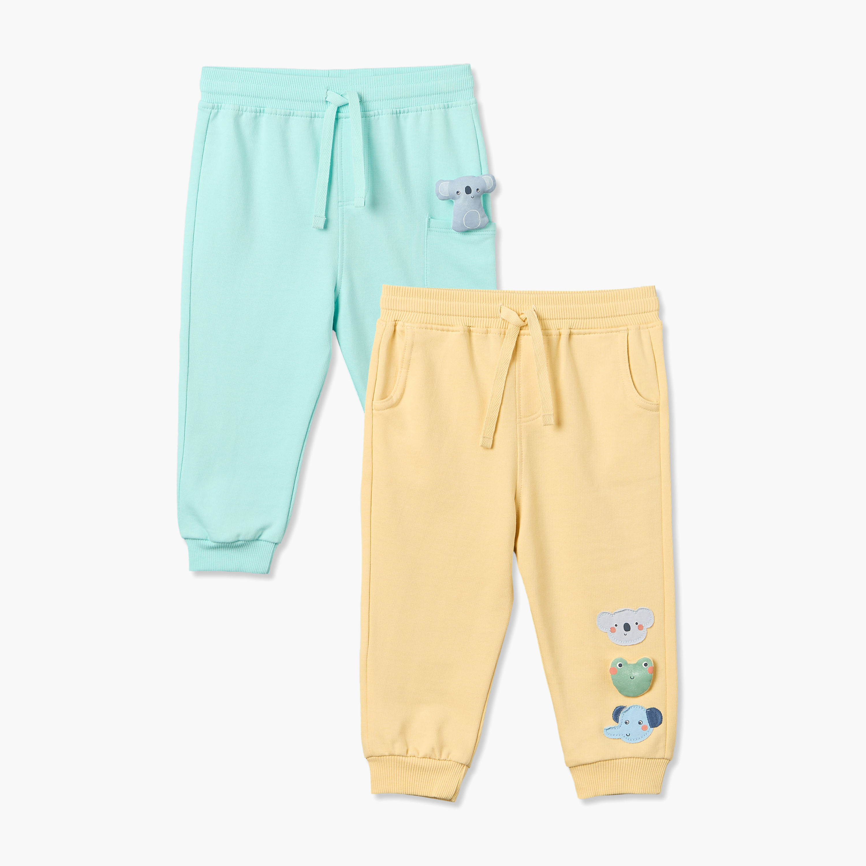 بنطلون رياضي بخصر مطاطي وتفاصيل زخارف من جونيورز - طقم من قطعتين-baby-boys-clothing-bottoms-joggersandtrackpants-image-1