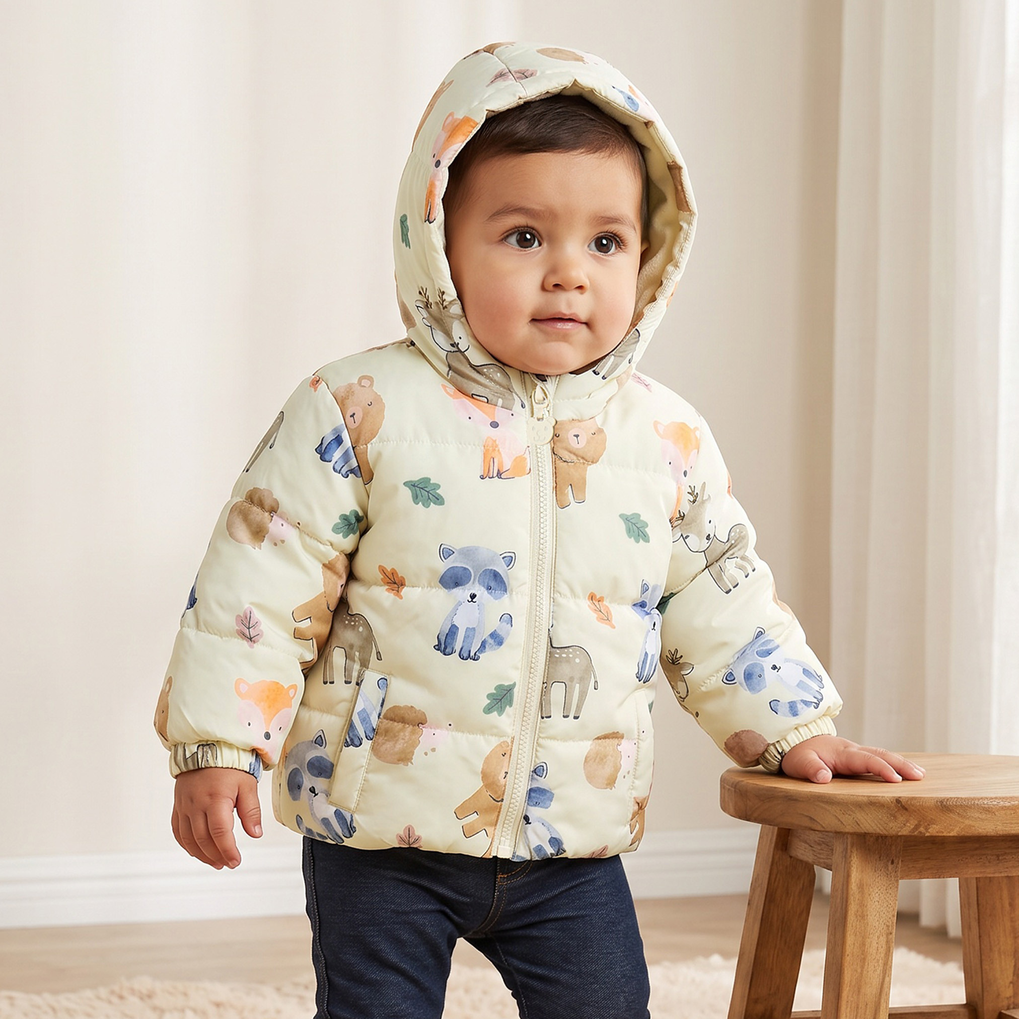 Juniors Safari Print Jacket with Zip Closure-baby-boys-clothing-winterwear-jacketsandblazers-image-1