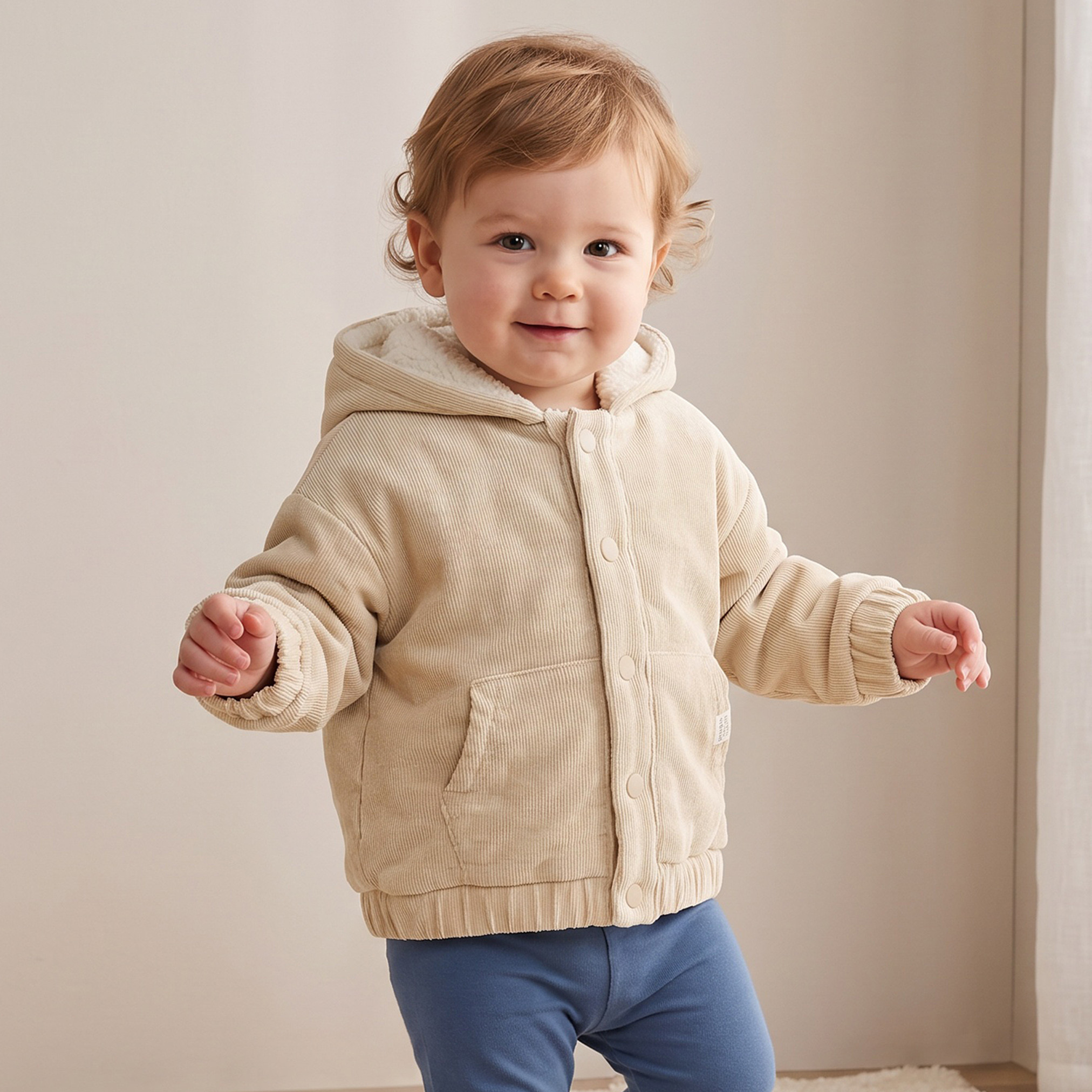 Juniors Hooded Jacket with Button Closure-baby-boys-clothing-winterwear-jacketsandblazers-image-1