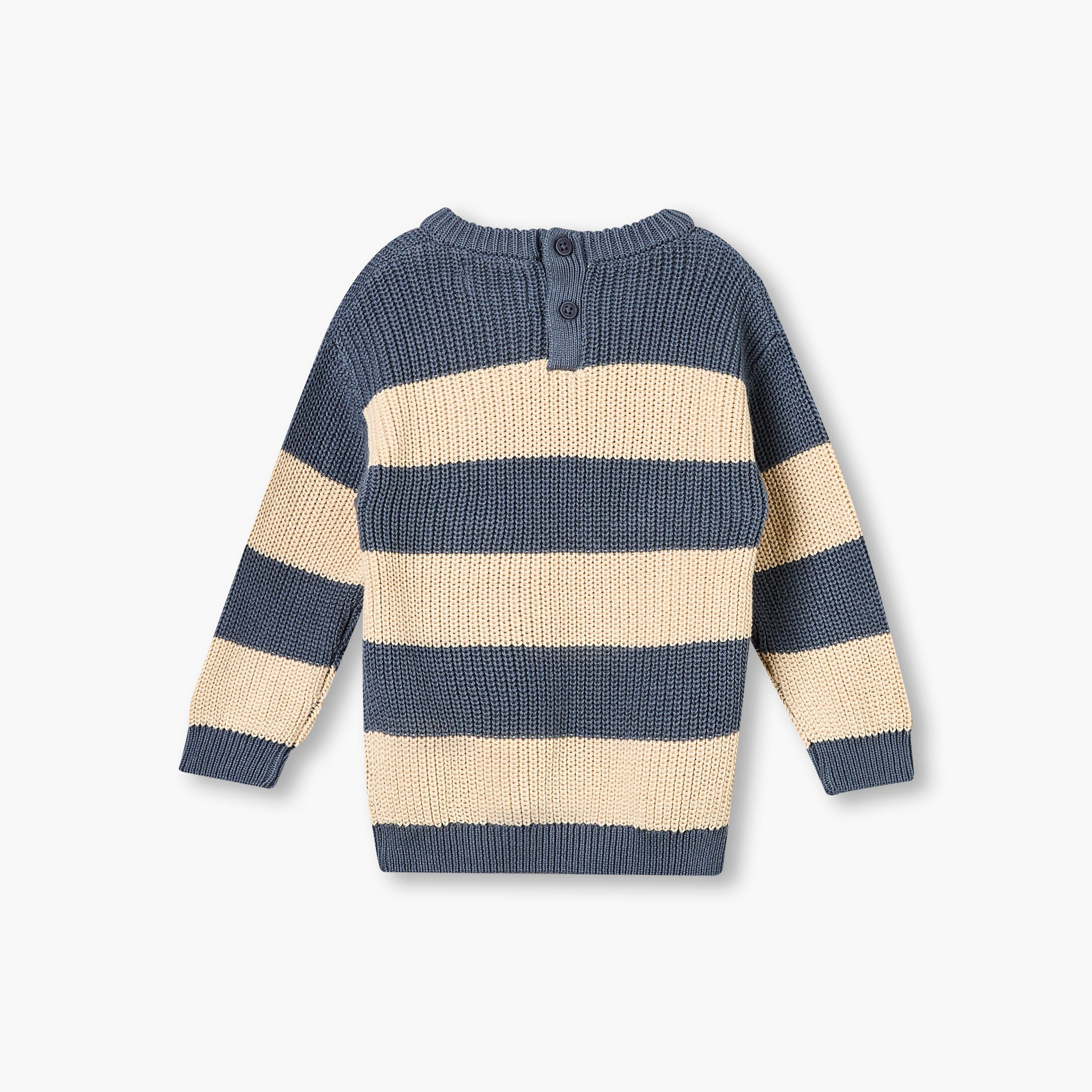 كنزة مخططة بياقة مستديرة من جونيورز-baby-boys-clothing-winterwear-jumpersandcardigans-image-3