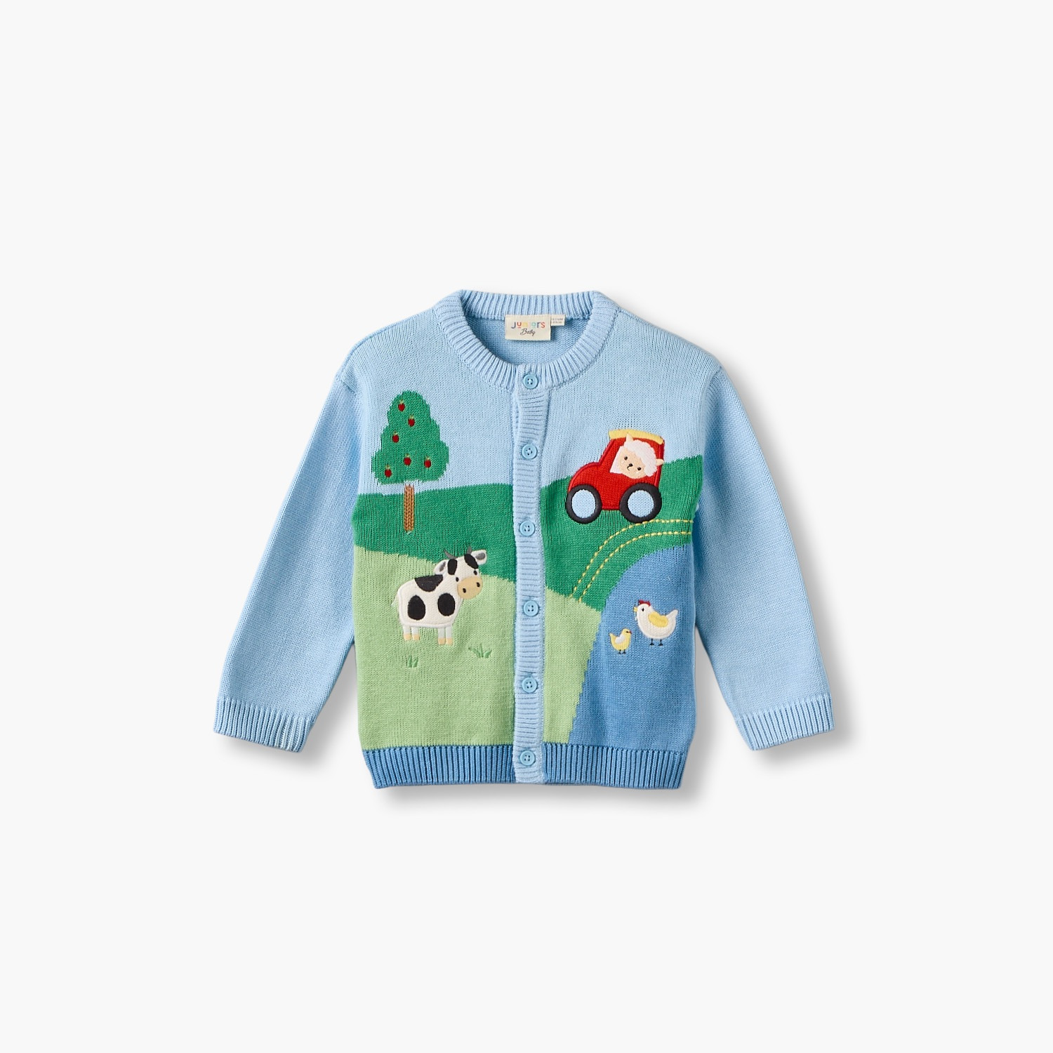كارديجان بياقة مستديرة وتصميم المزرعة من جونيورز-baby-boys-clothing-winterwear-jumpersandcardigans-image-2