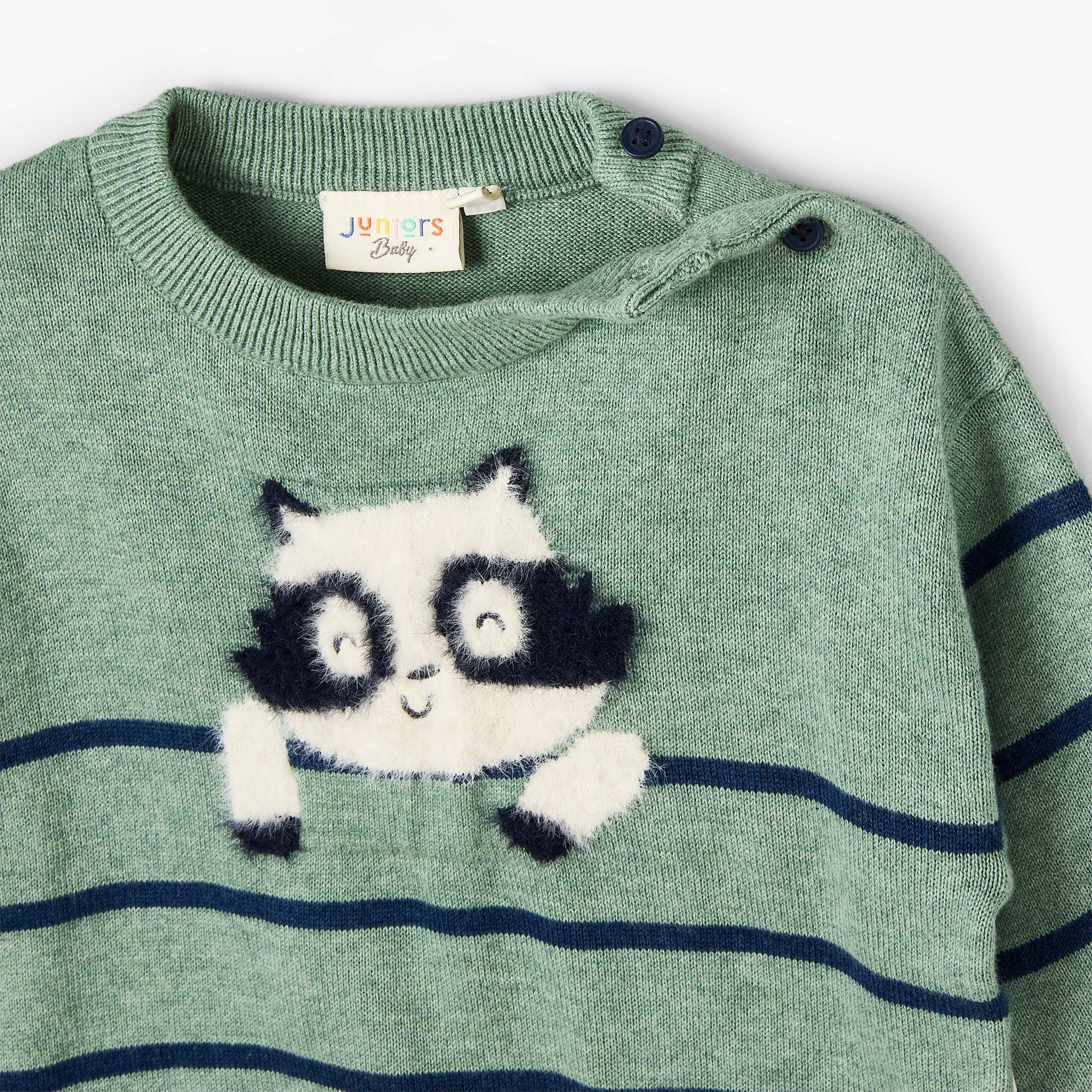 Juniors Crew Neck Sweater with Panda Applique-baby-boys-clothing-winterwear-jumpersandcardigans-image-4
