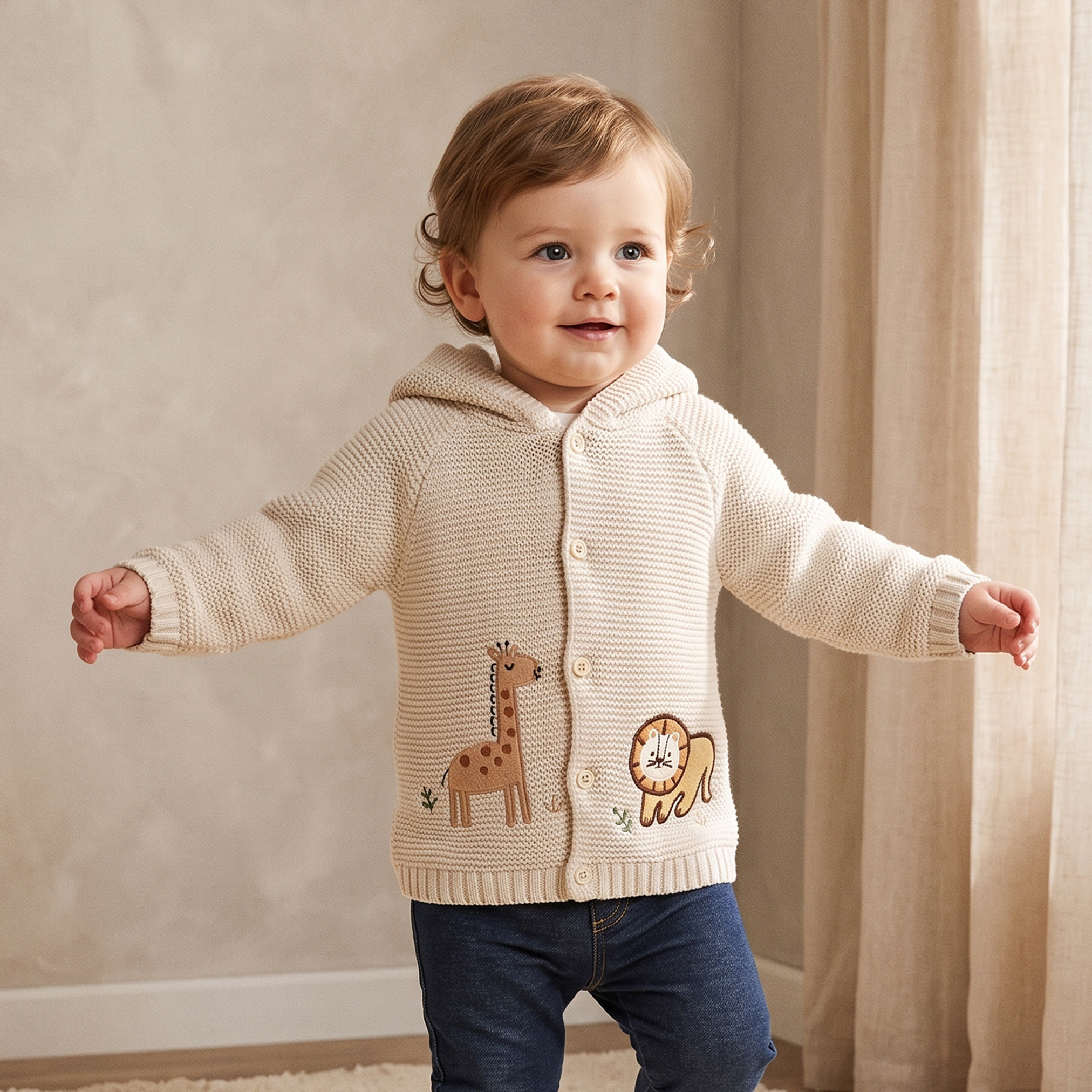 كارديجان بقبعة وأكمام طويلة من جونيورز-baby-boys-clothing-winterwear-jumpersandcardigans-image-1