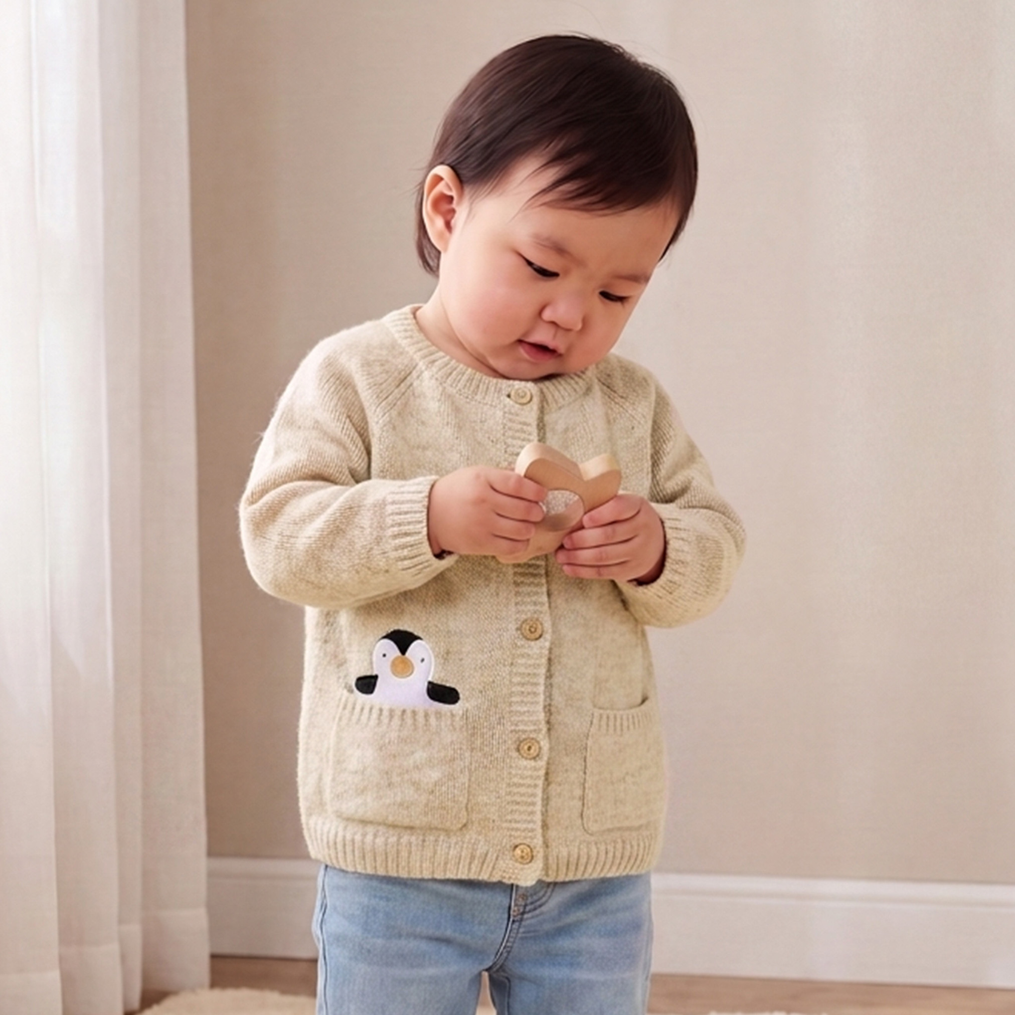 كارديجان بتفاصيل بطريق وأكمام طويلة من جونيورز-baby-boys-clothing-winterwear-jumpersandcardigans-image-1