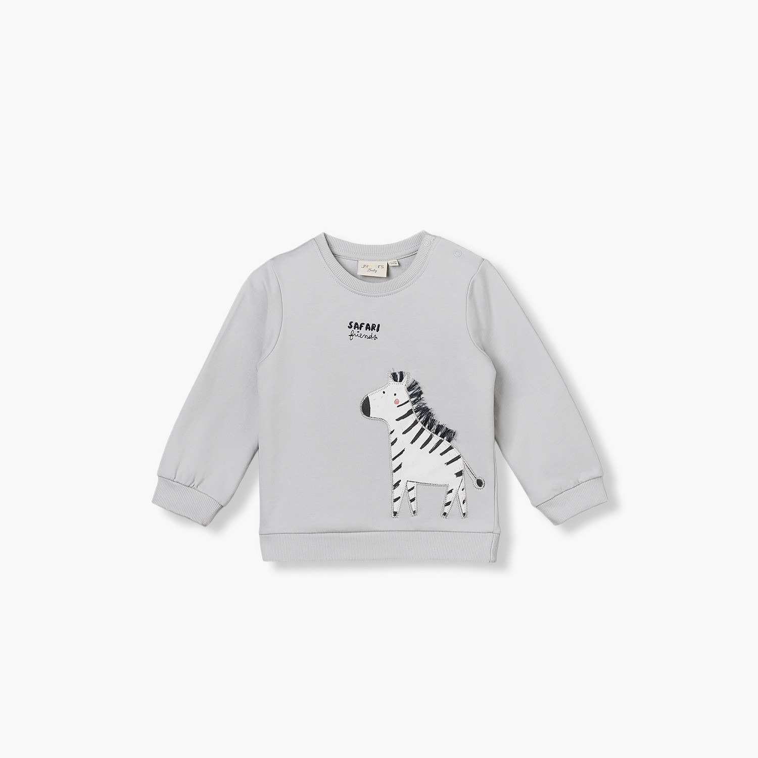 Juniors Zebra Applique Sweatshirt with Long Sleeves-baby-boys-clothing-winterwear-sweatshirts-image-1