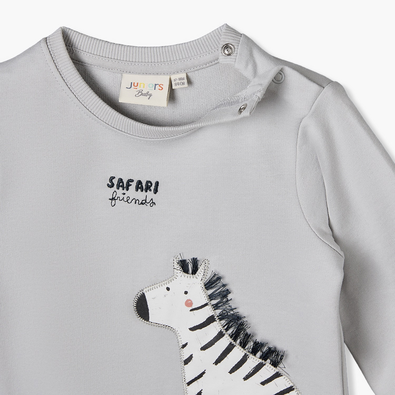Juniors Zebra Applique Sweatshirt with Long Sleeves-baby-boys-clothing-winterwear-sweatshirts-image-3