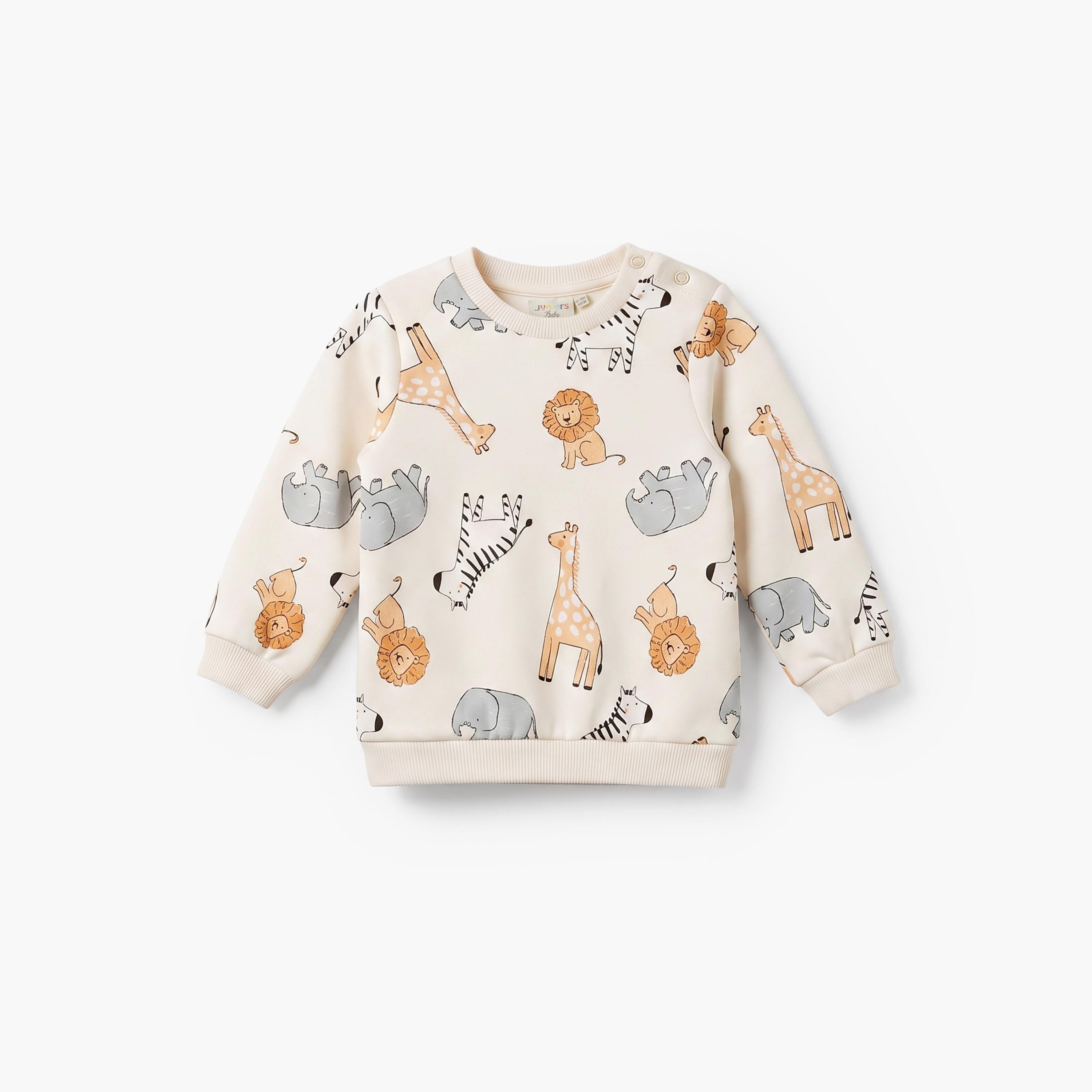 سويت شيرت بطبعات سفاري وأكمام طويلة من جونيورز-baby-boys-clothing-winterwear-sweatshirts-image-2