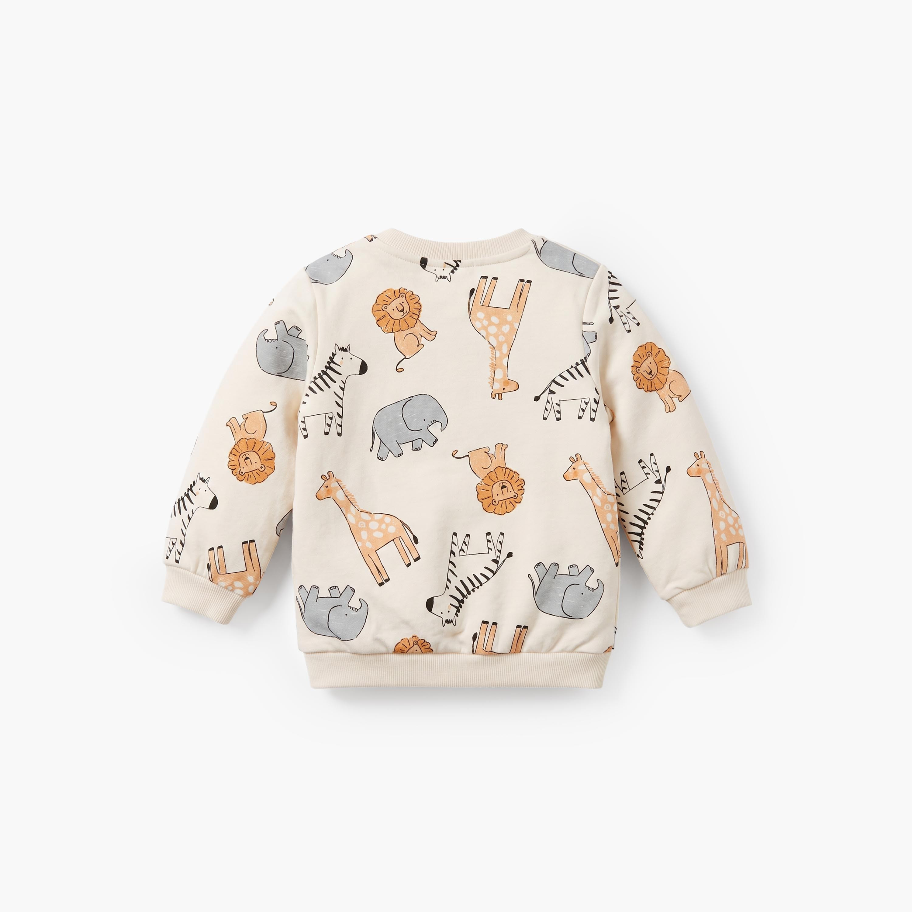 سويت شيرت بطبعات سفاري وأكمام طويلة من جونيورز-baby-boys-clothing-winterwear-sweatshirts-image-3