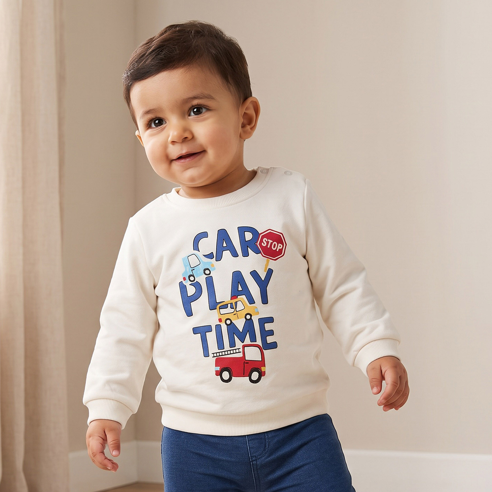 Juniors Printed Sweatshirt with Long Sleeves-baby-boys-clothing-winterwear-sweatshirts-image-1
