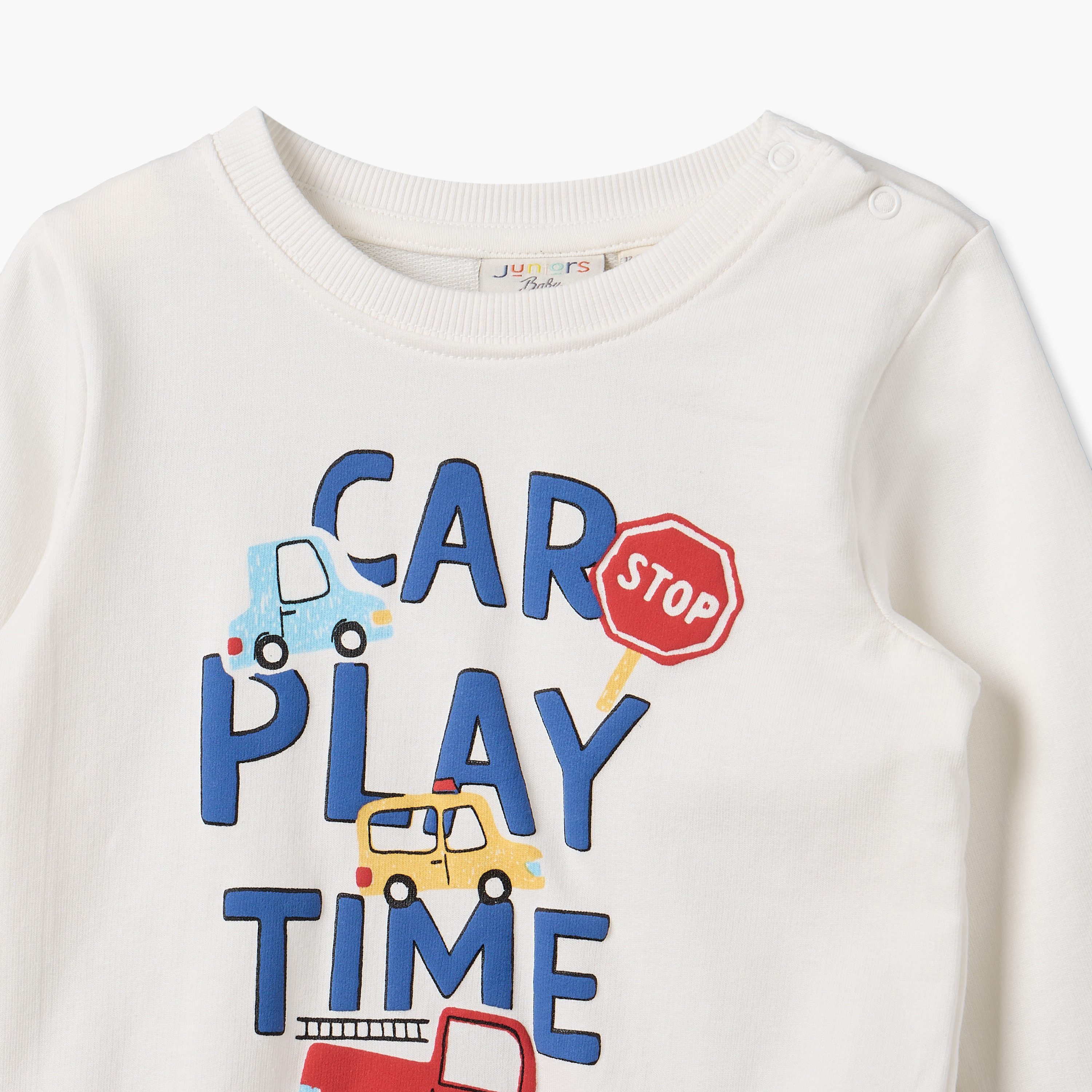 Juniors Printed Sweatshirt with Long Sleeves-baby-boys-clothing-winterwear-sweatshirts-image-4