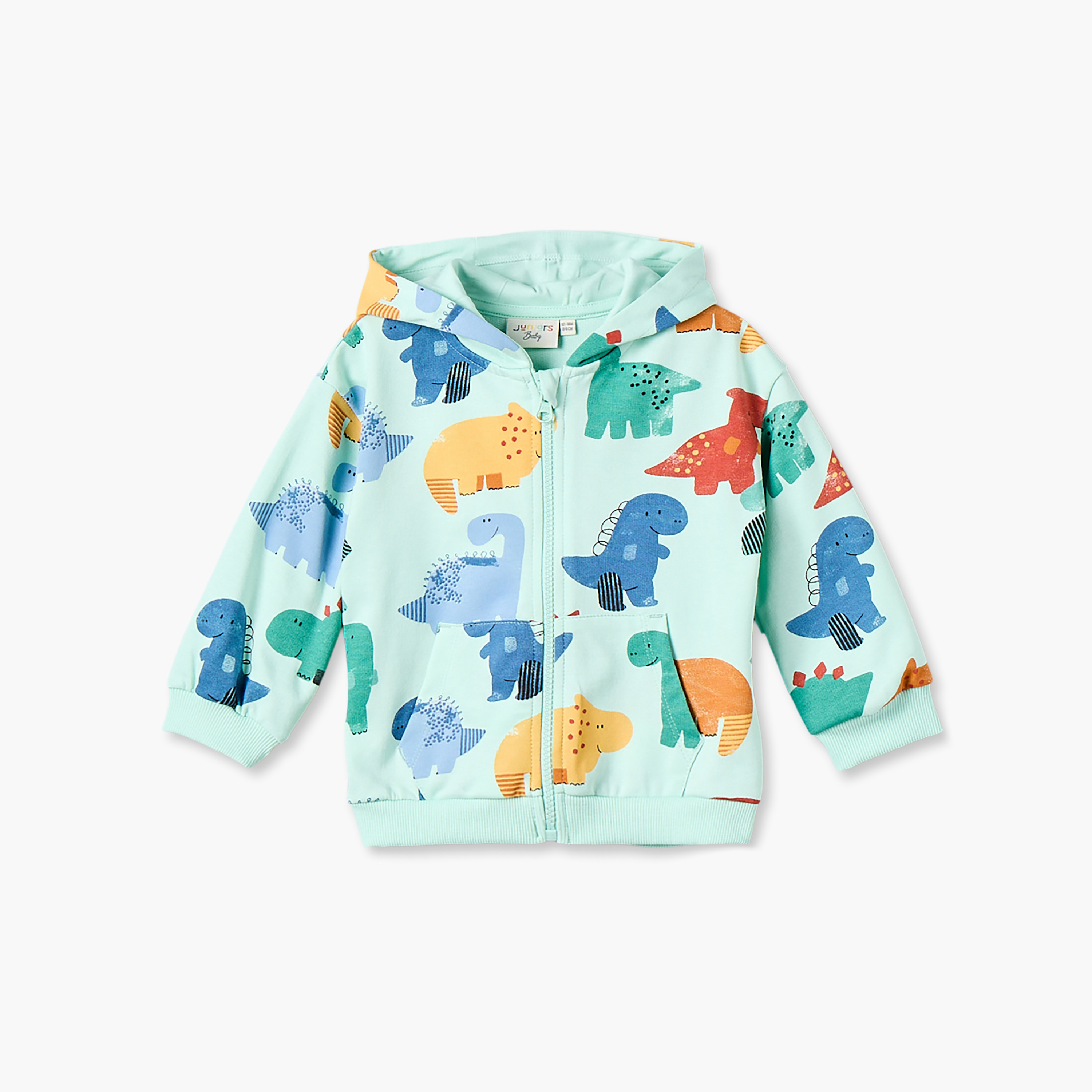 Pack of 2 Juniors Cotton Zip Through Hoodie with Dinosaur Print-baby-boys-clothing-winterwear-sweatshirts-image-3