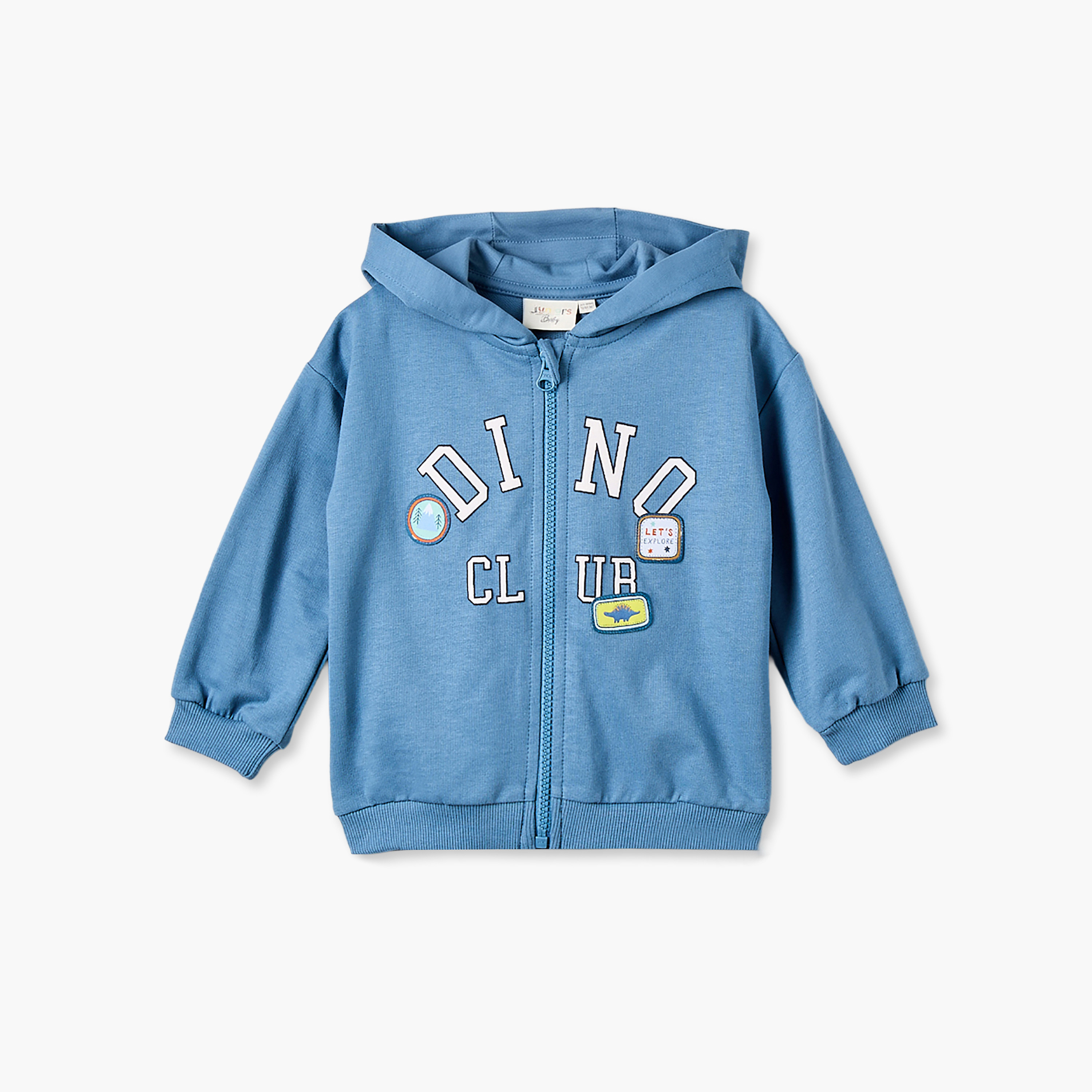 Pack of 2 Juniors Cotton Zip Through Hoodie with Dinosaur Print-baby-boys-clothing-winterwear-sweatshirts-image-4