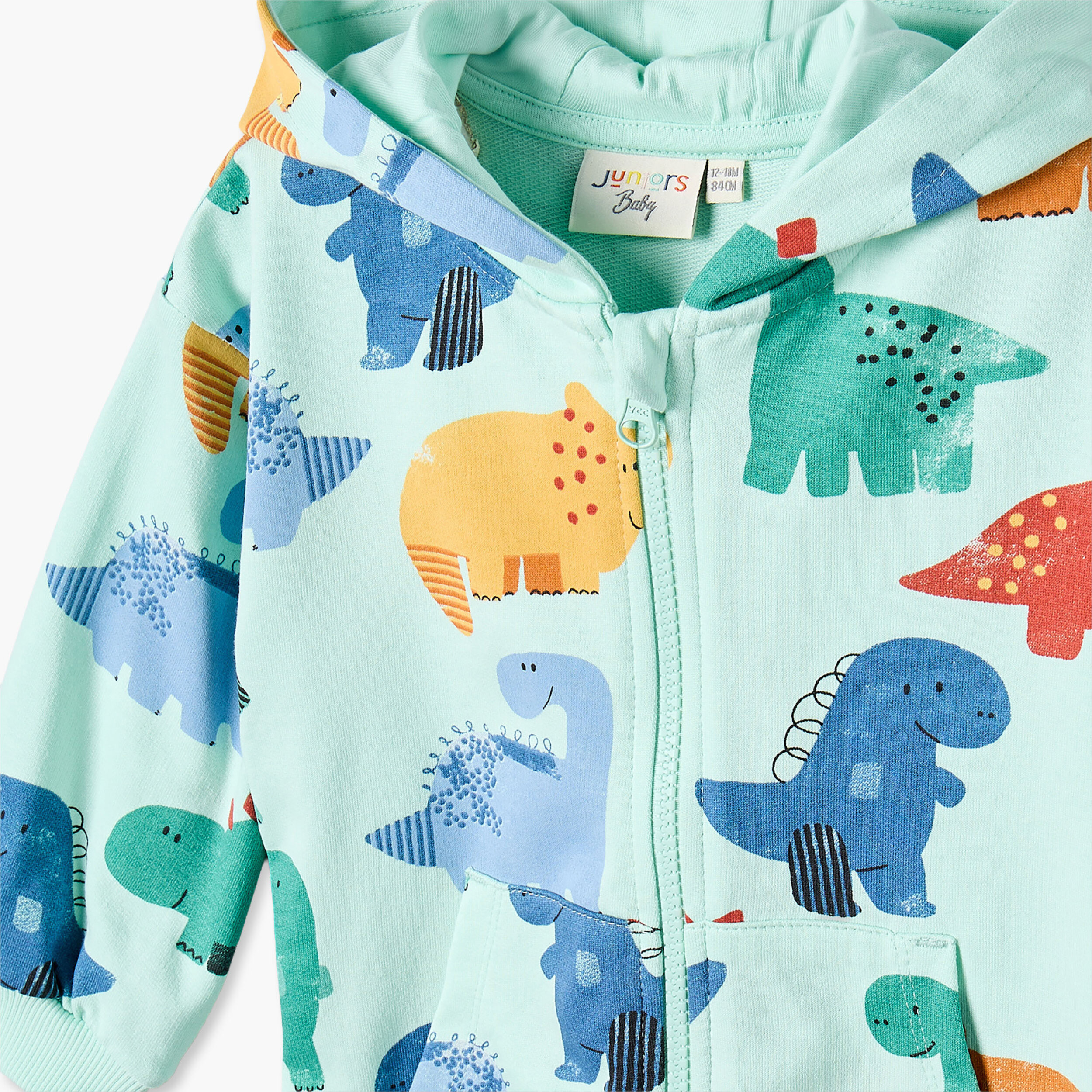Pack of 2 Juniors Cotton Zip Through Hoodie with Dinosaur Print-baby-boys-clothing-winterwear-sweatshirts-image-7