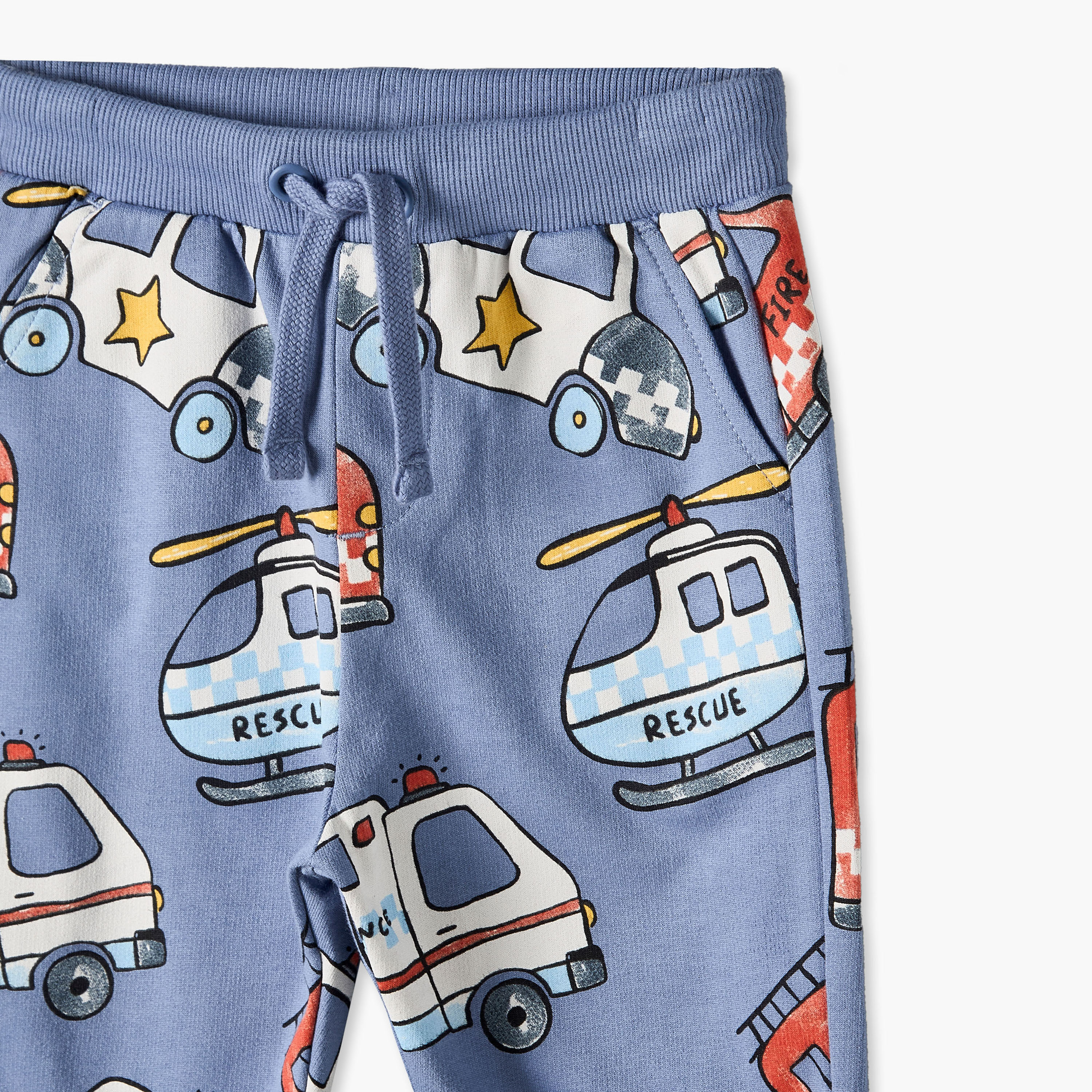 Juniors Vehicle Print Joggers with Pockets-baby-boys-clothing-bottoms-joggersandtrackpants-image-4