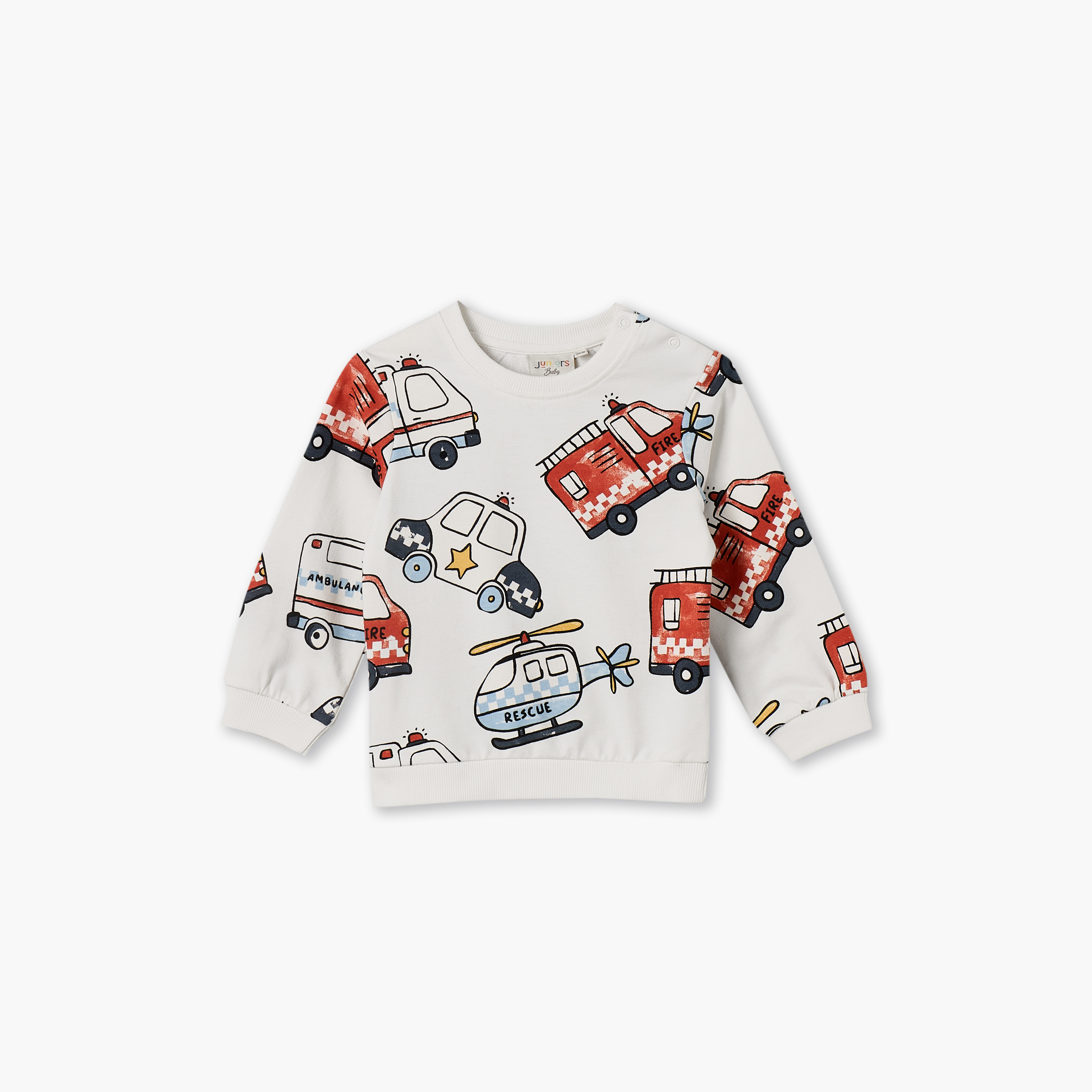 سويت شيرت بطبعات مركبات الإنقاذ وأكمام طويلة من جونيورز-baby-boys-clothing-winterwear-jacketsandblazers-image-1