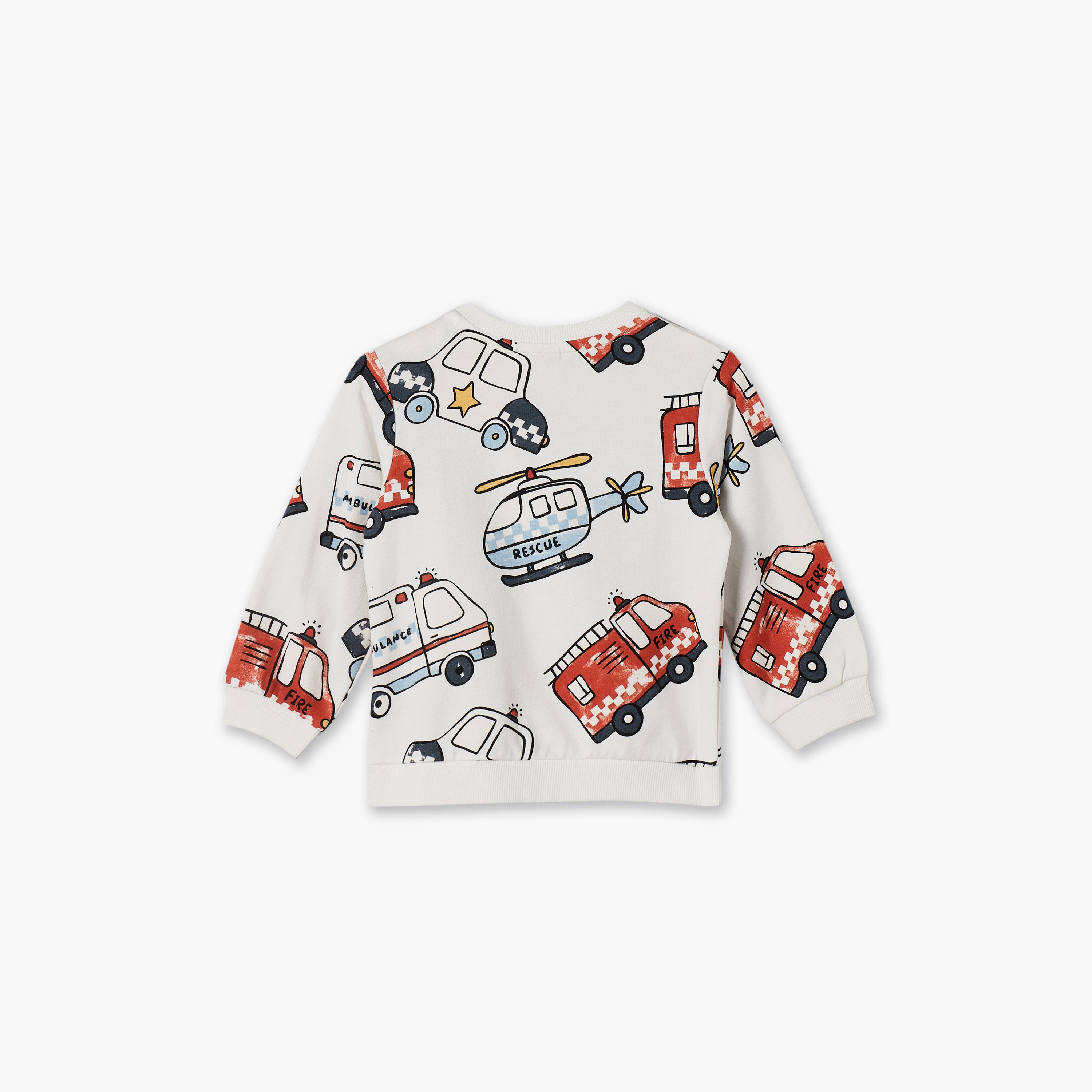 سويت شيرت بطبعات مركبات الإنقاذ وأكمام طويلة من جونيورز-baby-boys-clothing-winterwear-jacketsandblazers-image-2