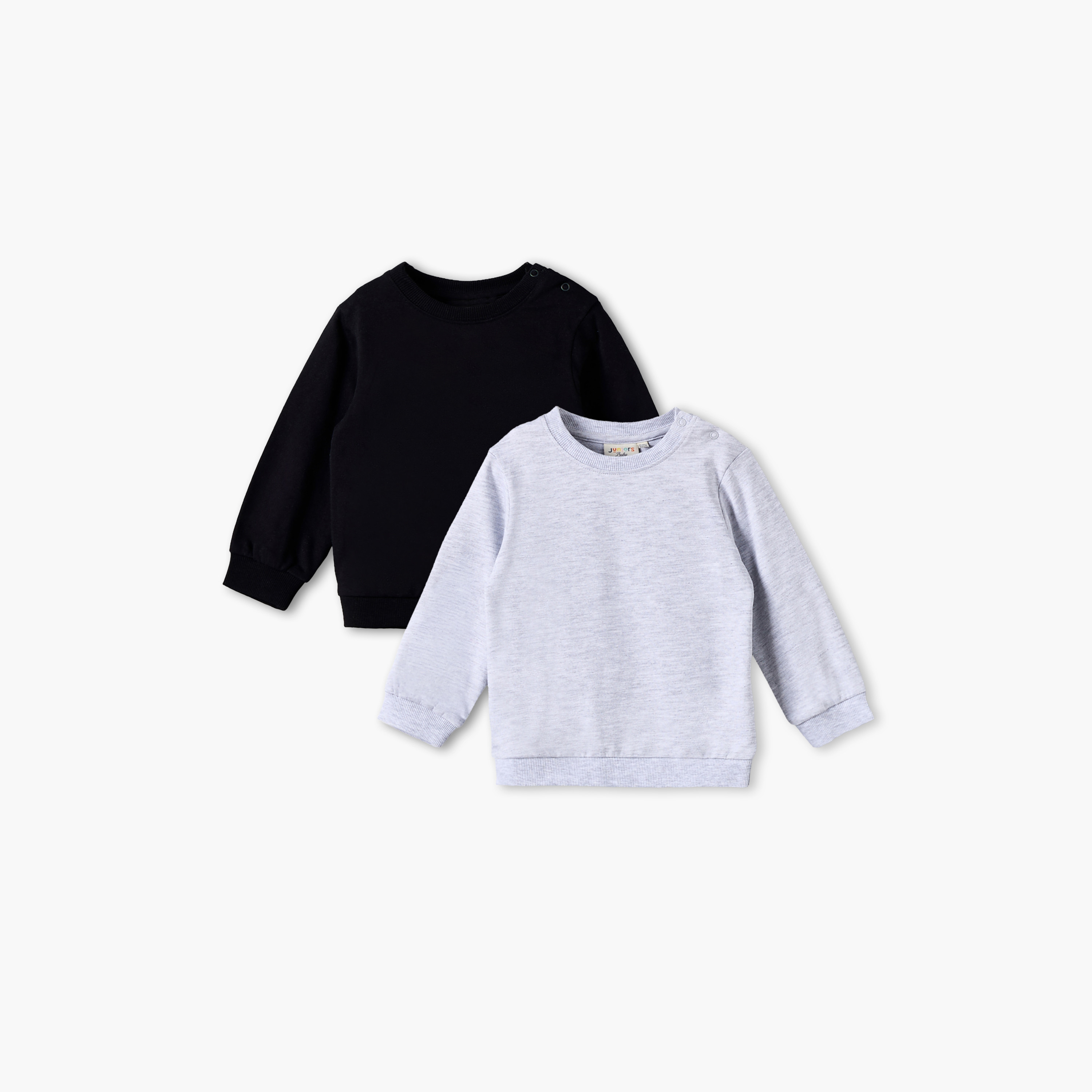 طقم سويت شيرت بياقة مستديرة مع إغلاق بأزرار كبس من جونيورز - 2 قطع-baby-boys-clothing-winterwear-sweatshirts-image-1