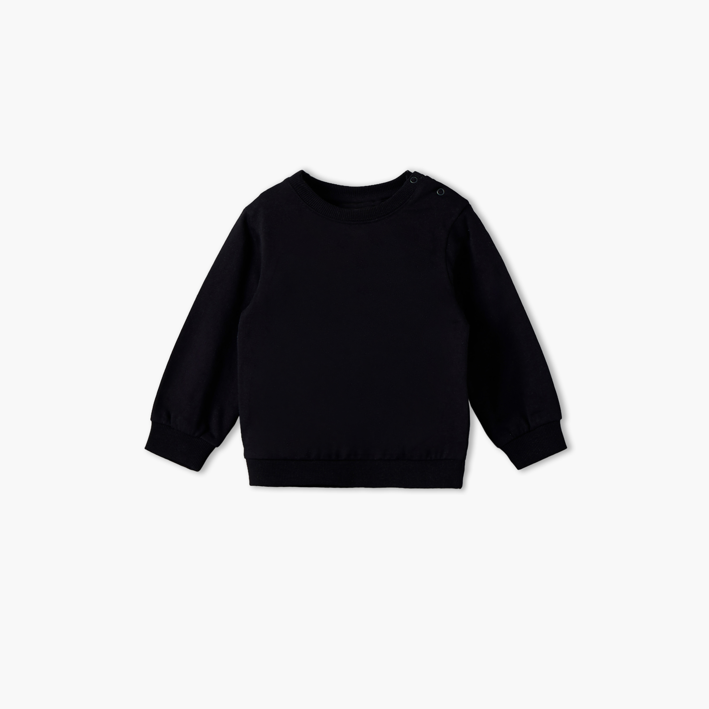 طقم سويت شيرت بياقة مستديرة مع إغلاق بأزرار كبس من جونيورز - 2 قطع-baby-boys-clothing-winterwear-sweatshirts-image-2
