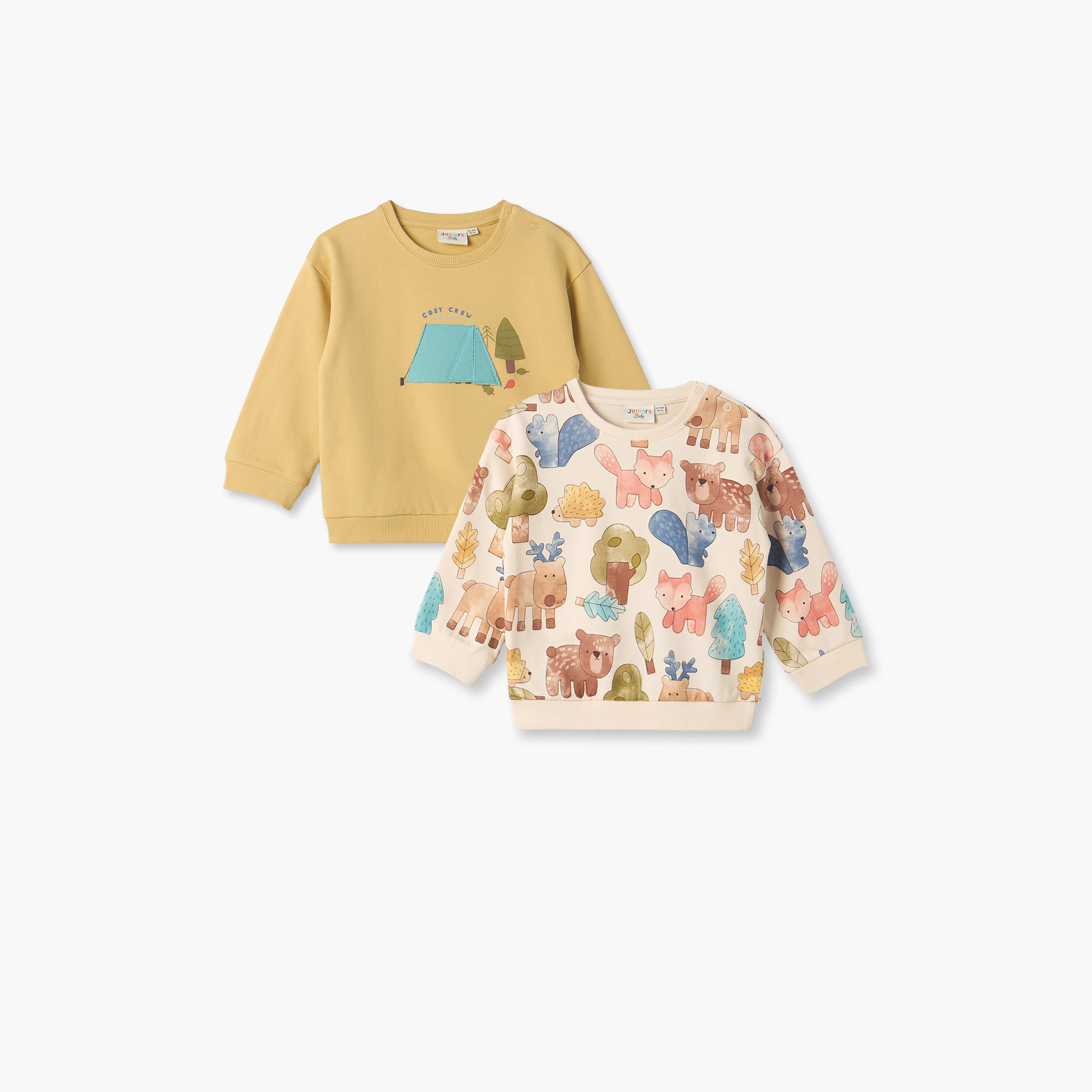 طقم من 2 - سويتشيرت بياقة ضيقة وطبعات سفاري من جونيورز-baby-boys-clothing-winterwear-sweatshirts-image-1