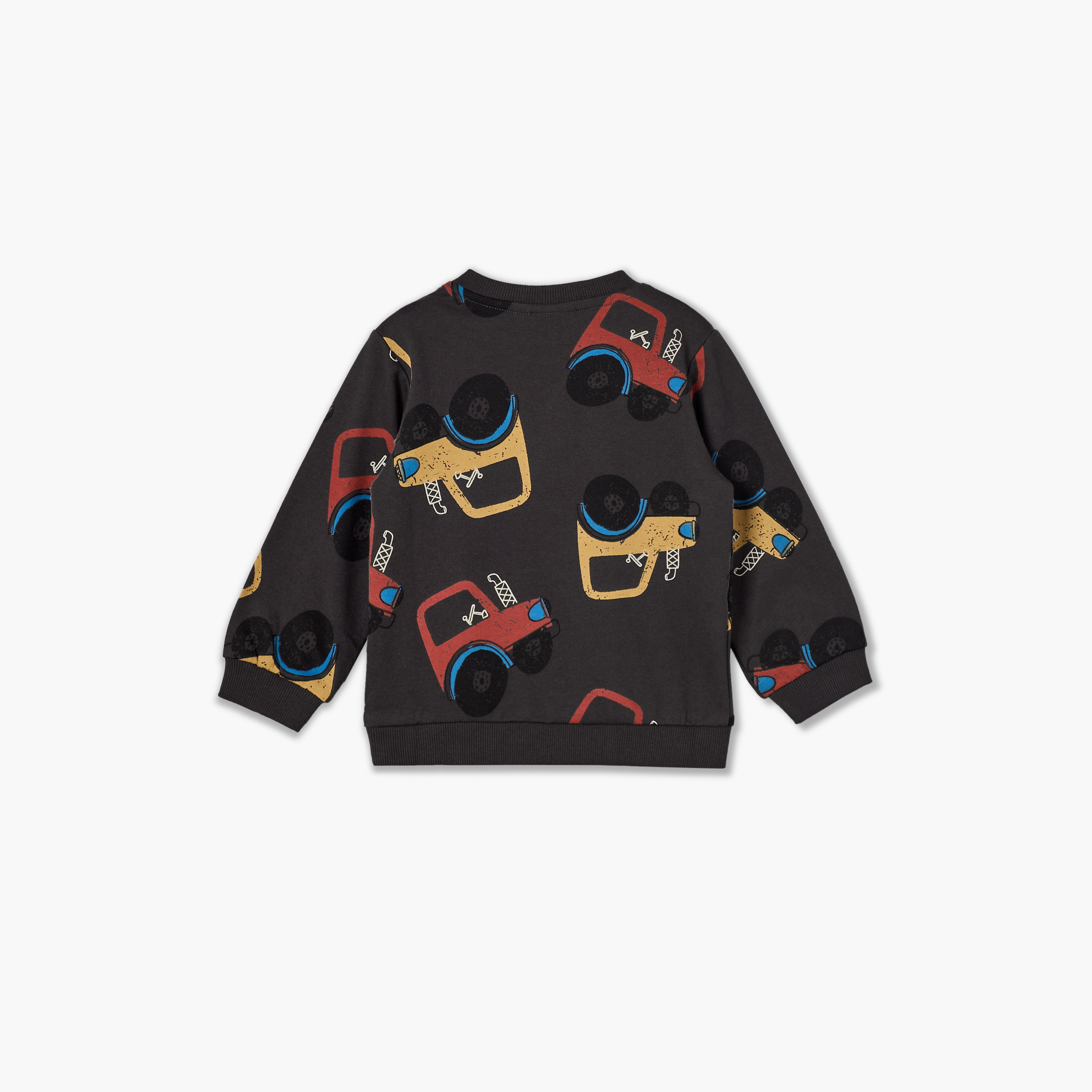 Juniors Crew Neck Sweatshirt with Tractor Print-baby-boys-clothing-winterwear-sweatshirts-image-3