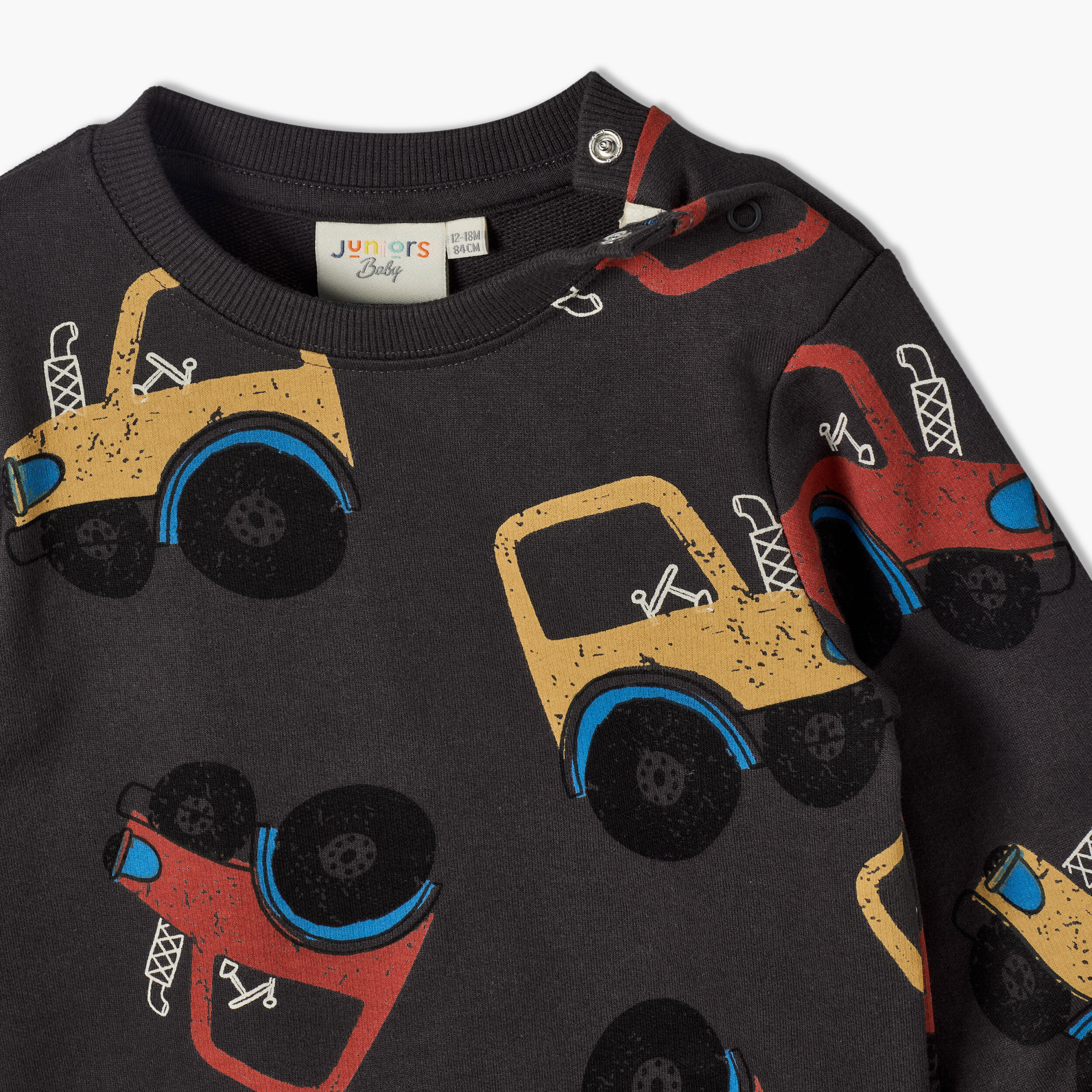 Juniors Crew Neck Sweatshirt with Tractor Print-baby-boys-clothing-winterwear-sweatshirts-image-4