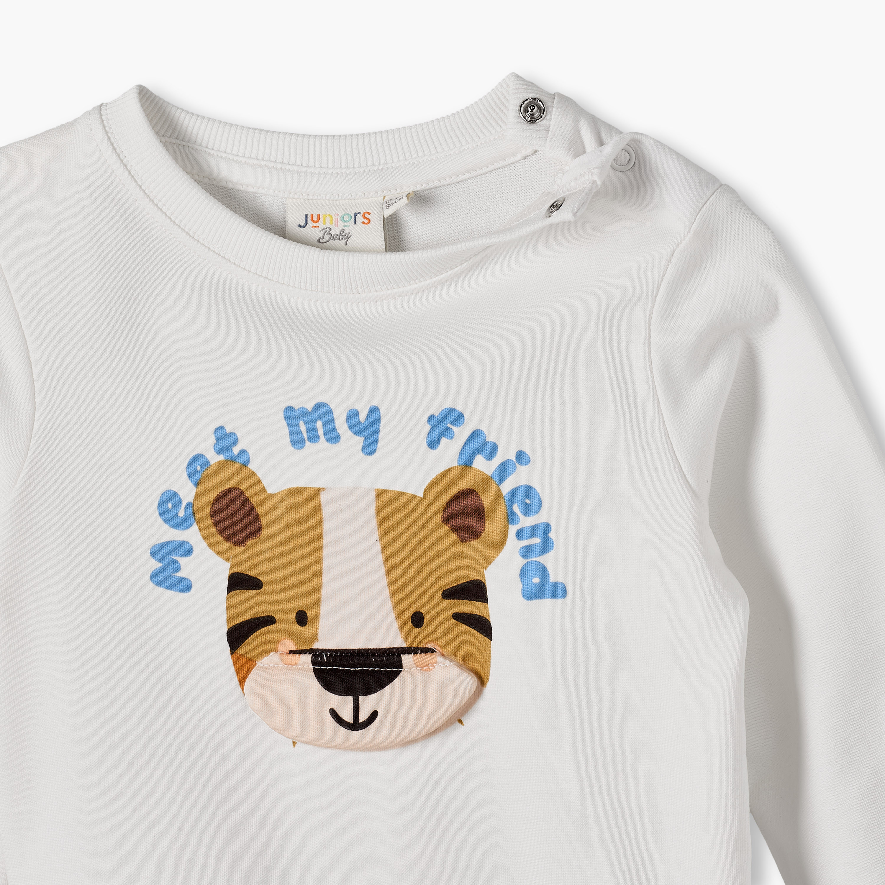 Juniors Round Neck Sweatshirt with Tiger Face Print-baby-boys-clothing-winterwear-sweatshirts-image-4