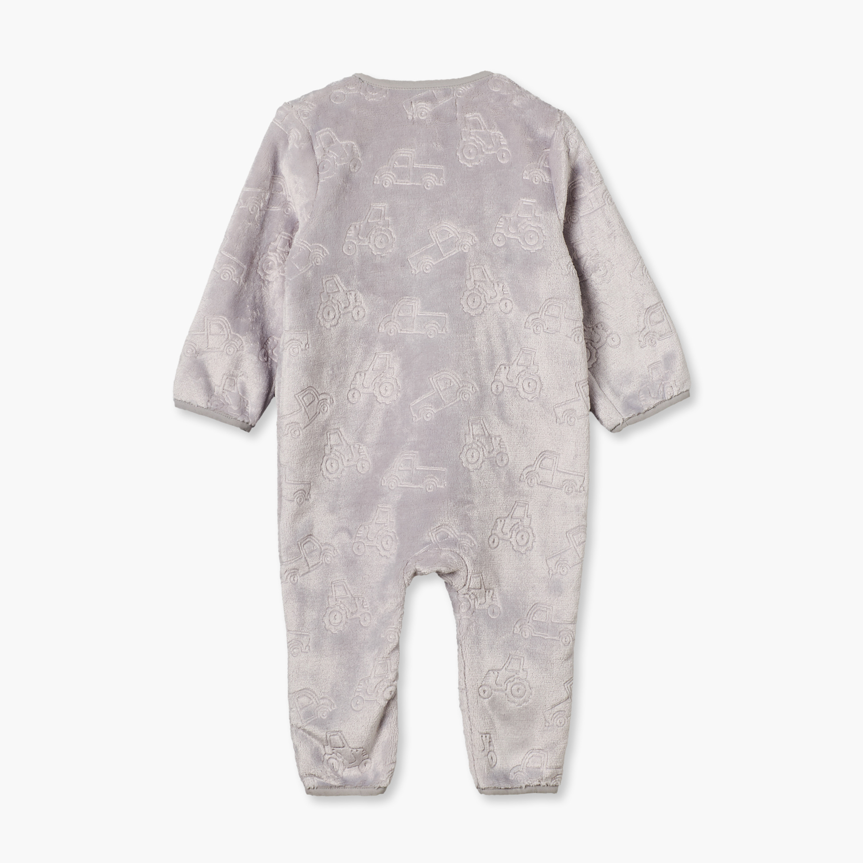 Juniors Crew Neck Long Sleeves Sleepsuit with Vehicle Embossing-baby-boys-clothing-winterwear-sleepsuits-image-3
