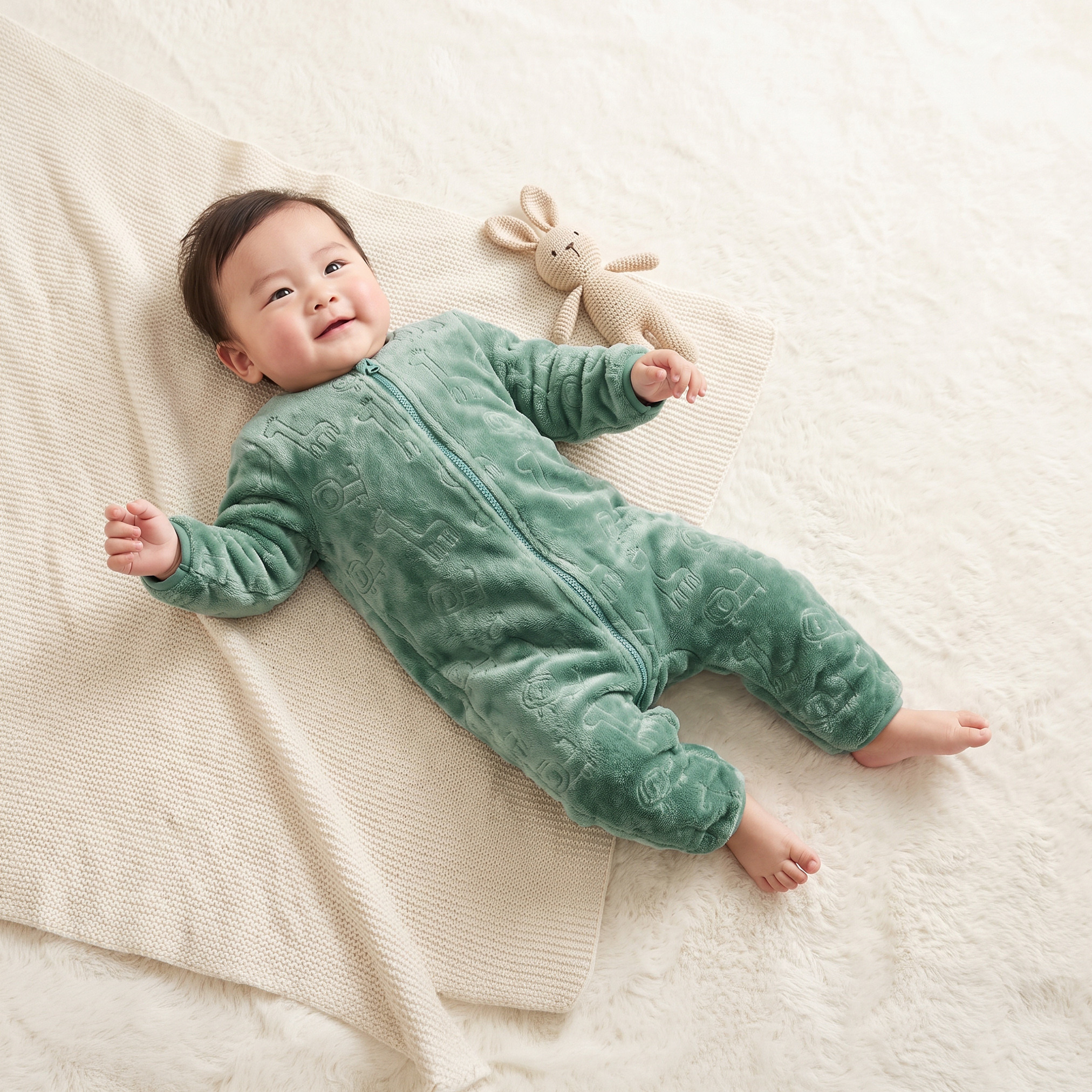 سليب سوت بياقة مستديرة وأكمام طويلة بتصميم سفاري بارز من جونيورز-baby-boys-clothing-nightwear-sleepsuits-image-1