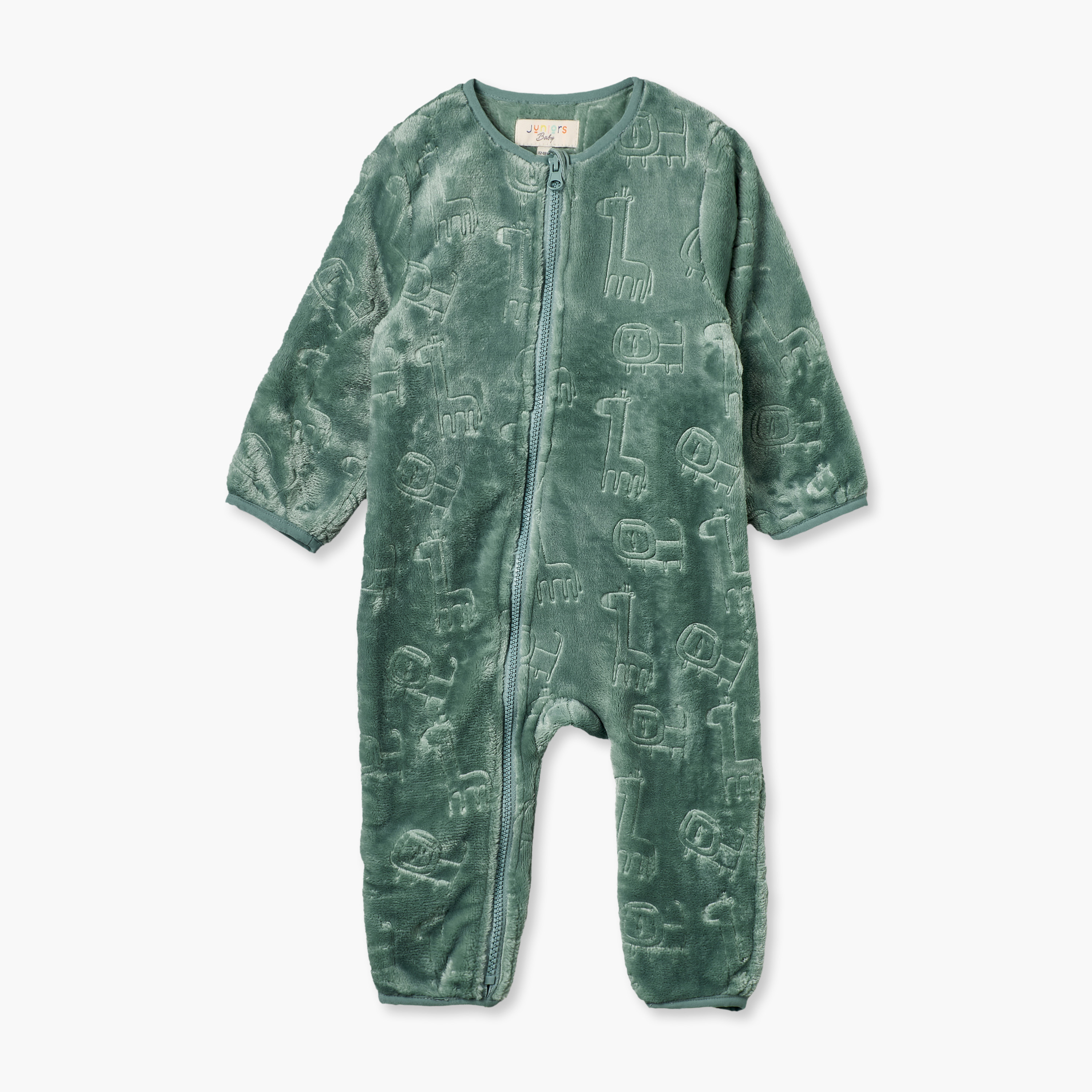 سليب سوت بياقة مستديرة وأكمام طويلة بتصميم سفاري بارز من جونيورز-baby-boys-clothing-nightwear-sleepsuits-image-2