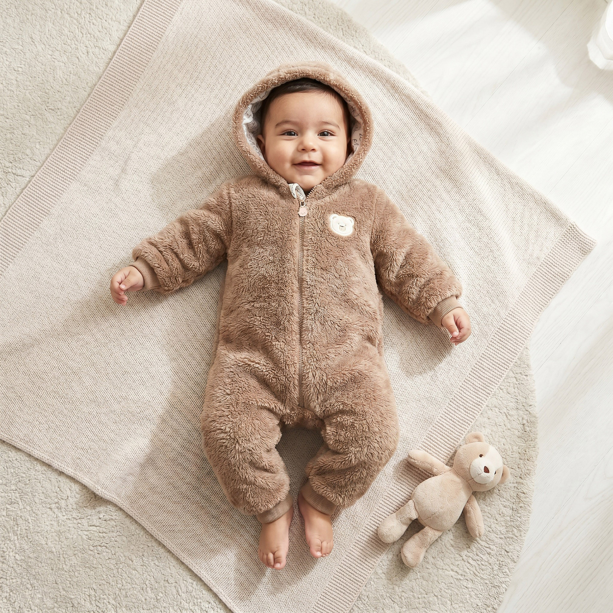 أوفرول بغطاء رأس من القطيفة وتفصيلة تطريز من جونيورز-baby-boys-clothing-nightwear-sleepsuits-image-1