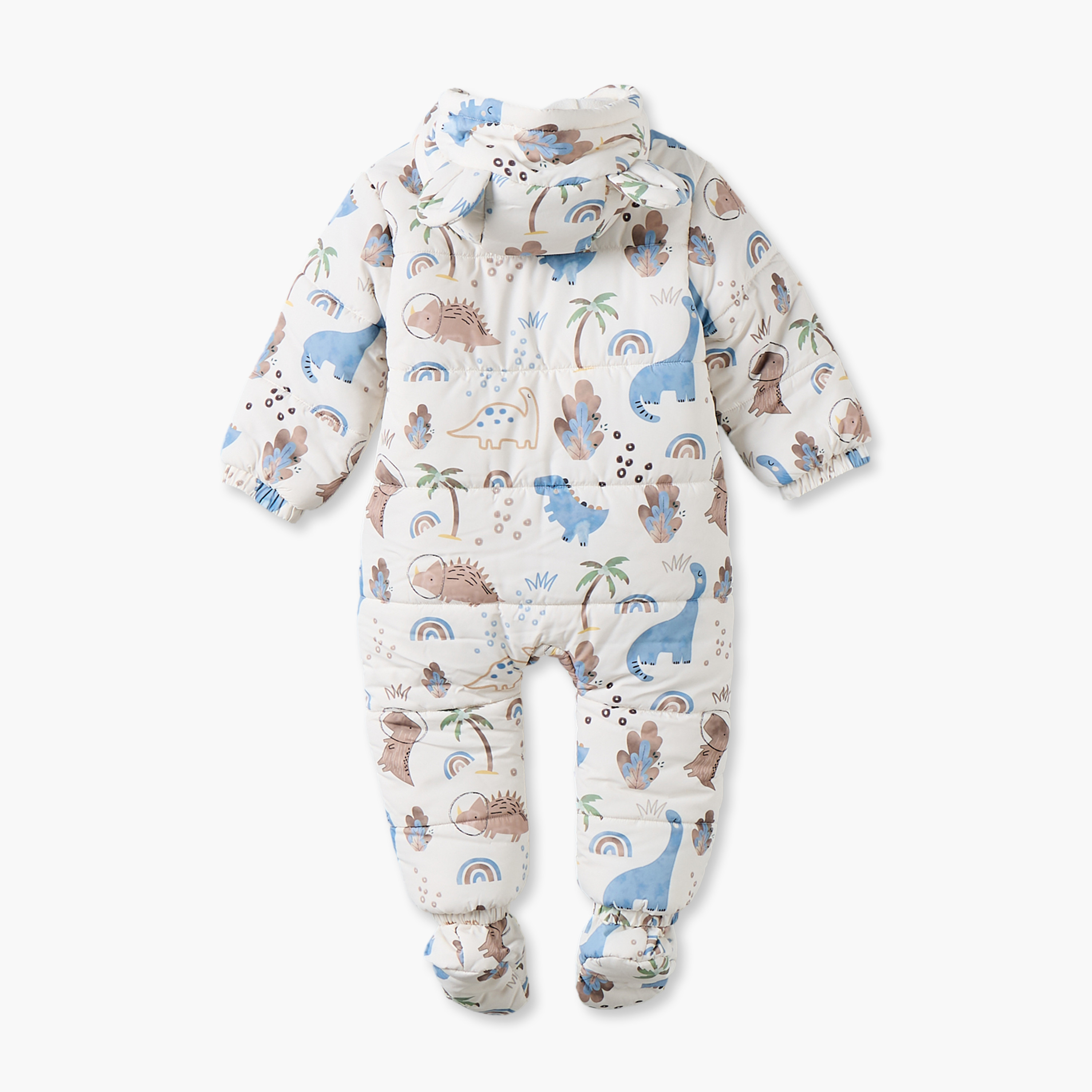 Juniors Hooded Long Sleeves Coverall with Dinosaur Print-baby-boys-clothing-winterwear-sleepsuits-image-3
