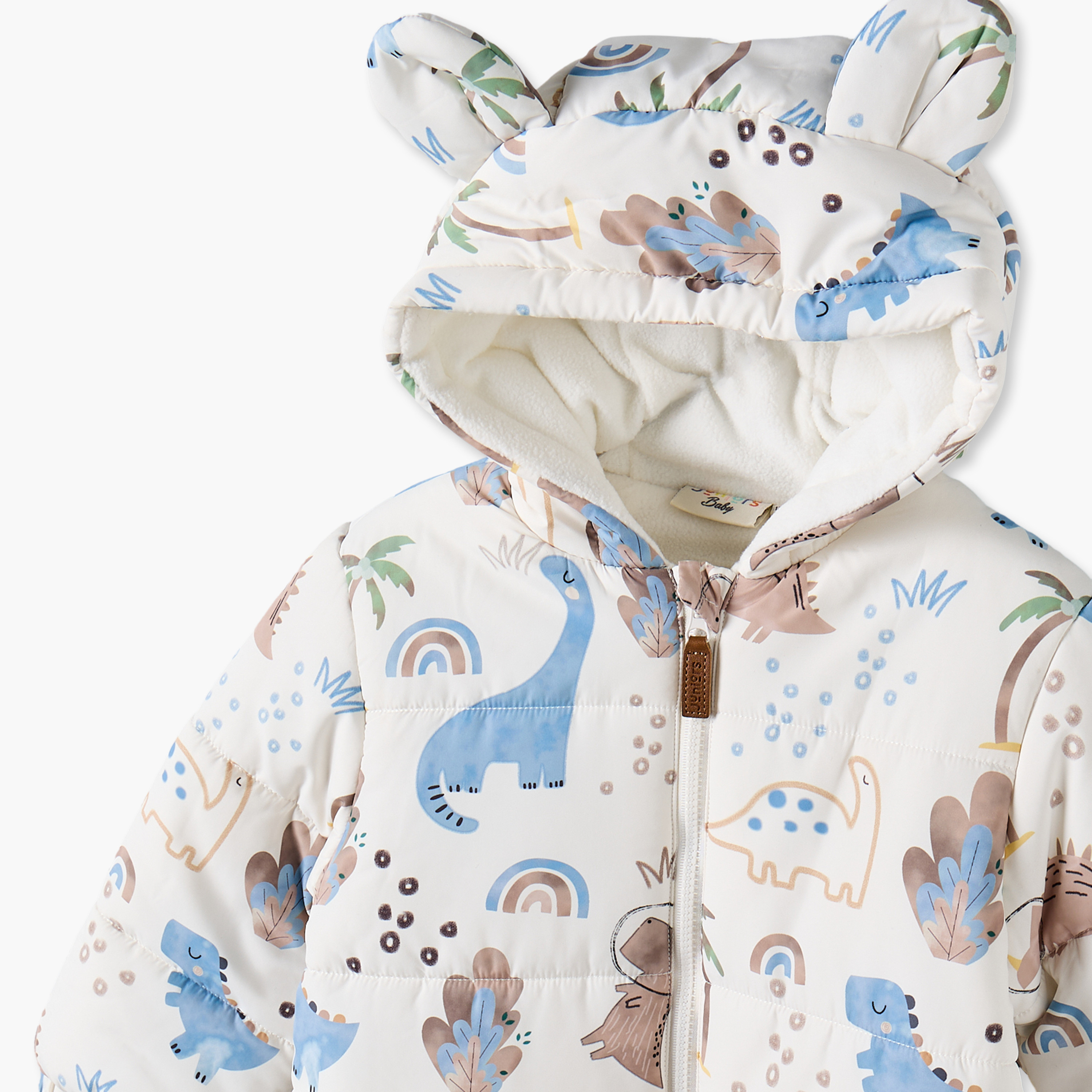Juniors Hooded Long Sleeves Coverall with Dinosaur Print-baby-boys-clothing-winterwear-sleepsuits-image-4