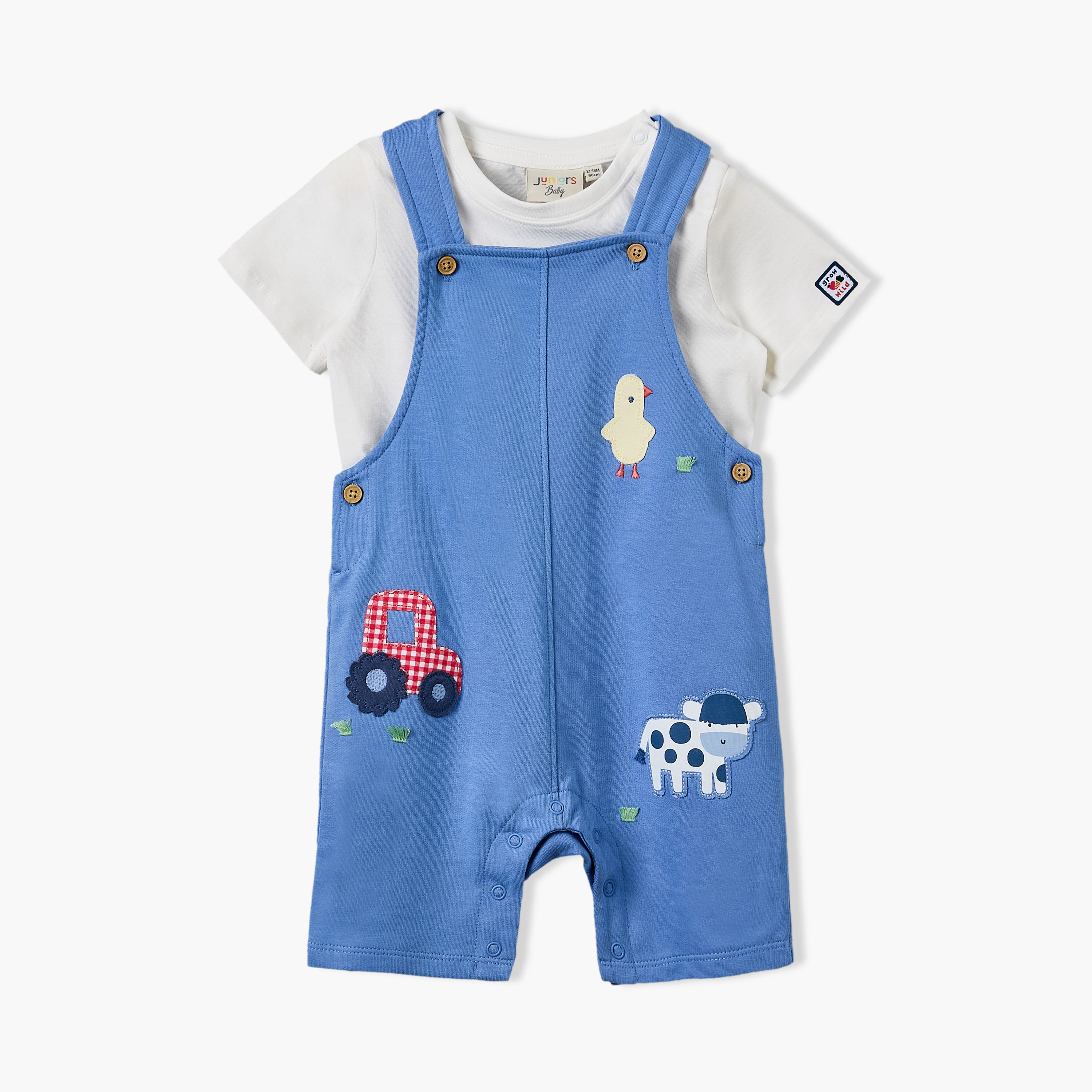طقم دنغري بزخارف وتيشيرت بأكمام قصيرة وياقة مستديرة من جونيورز-baby-boys-clothing-setsandcoords-image-2