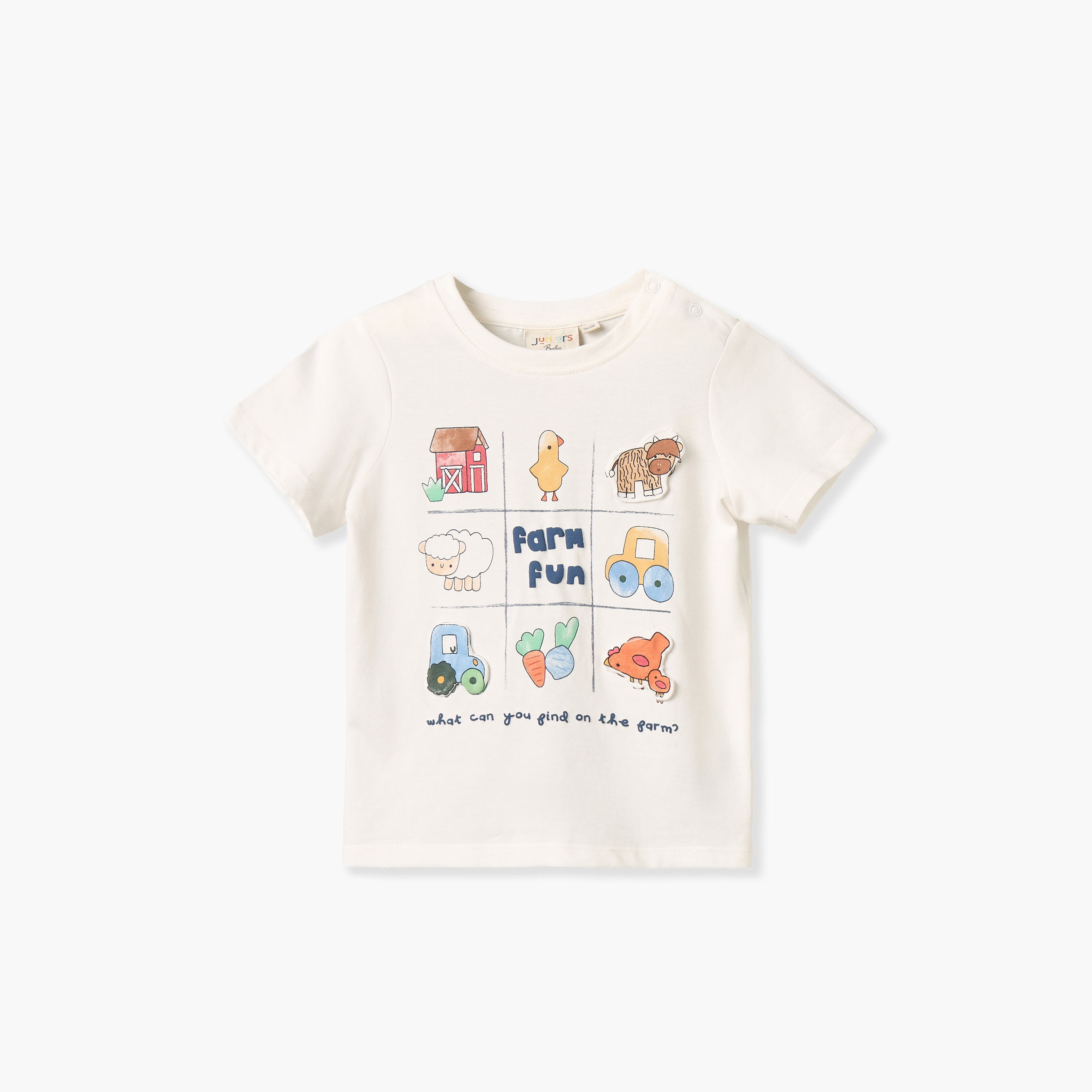 طقم تيشيرت بياقة مستديرة وأكمام قصيرة وشورت بطبعة مزرعة من جونيورز - طقم من 3 قطع-baby-boys-clothing-setsandcoords-image-10