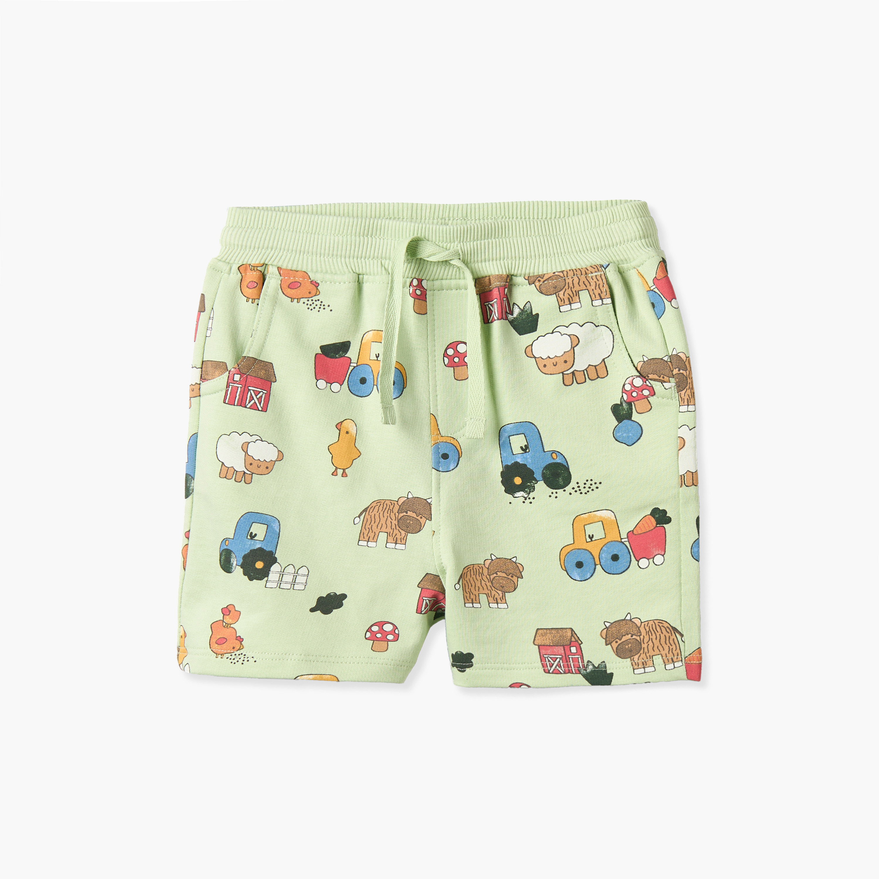 طقم تيشيرت بياقة مستديرة وأكمام قصيرة وشورت بطبعة مزرعة من جونيورز - طقم من 3 قطع-baby-boys-clothing-setsandcoords-image-3