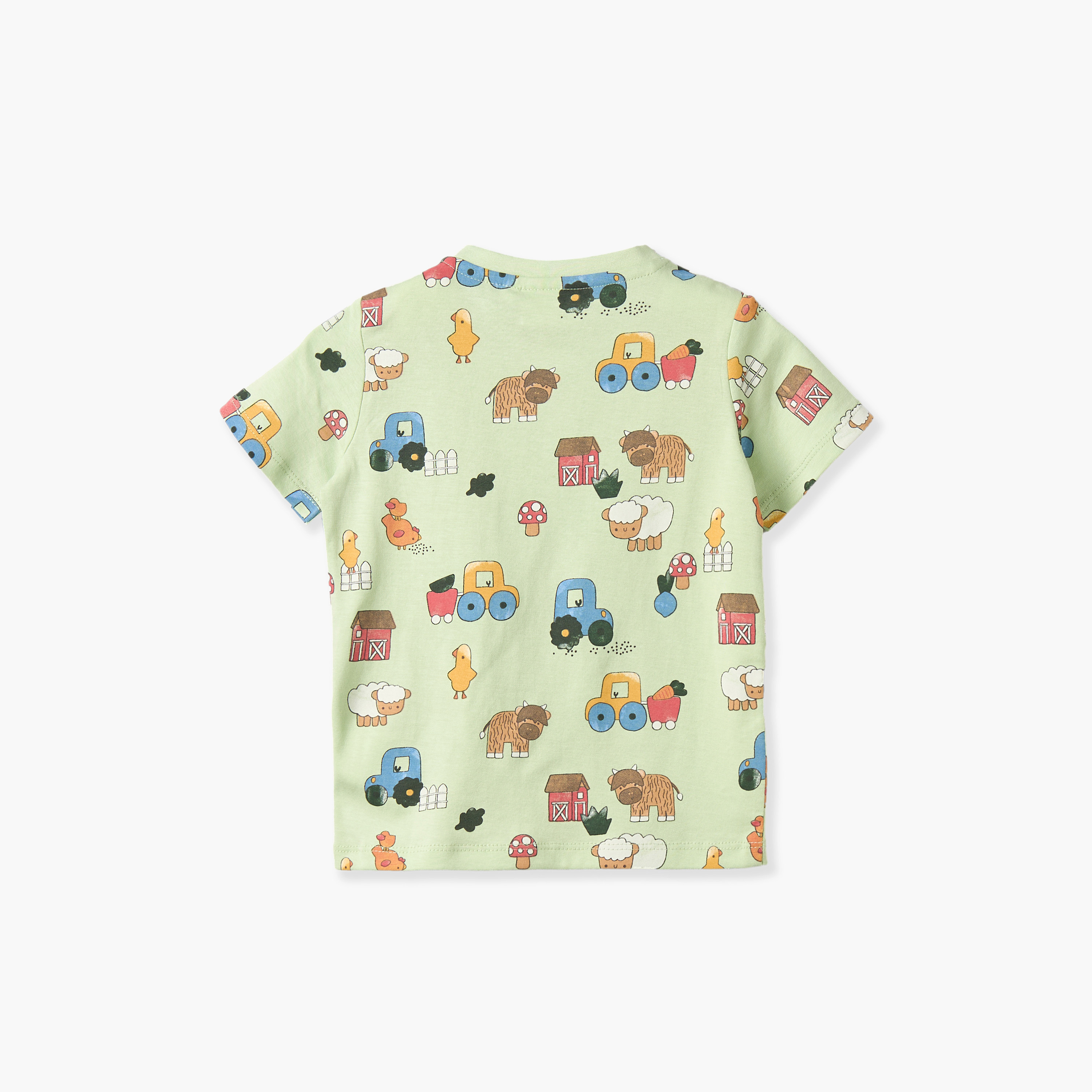 طقم تيشيرت بياقة مستديرة وأكمام قصيرة وشورت بطبعة مزرعة من جونيورز - طقم من 3 قطع-baby-boys-clothing-setsandcoords-image-4