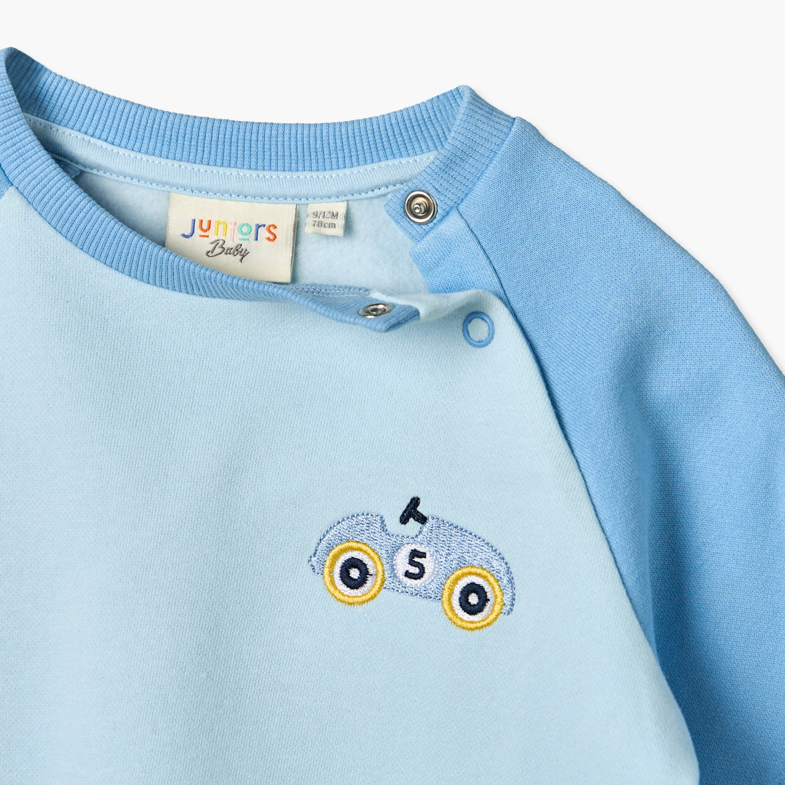Juniors Round Neck Long Sleeves Sweatshirt and Joggers Set with Colourblock Design-baby-boys-clothing-setsandcoords-image-7