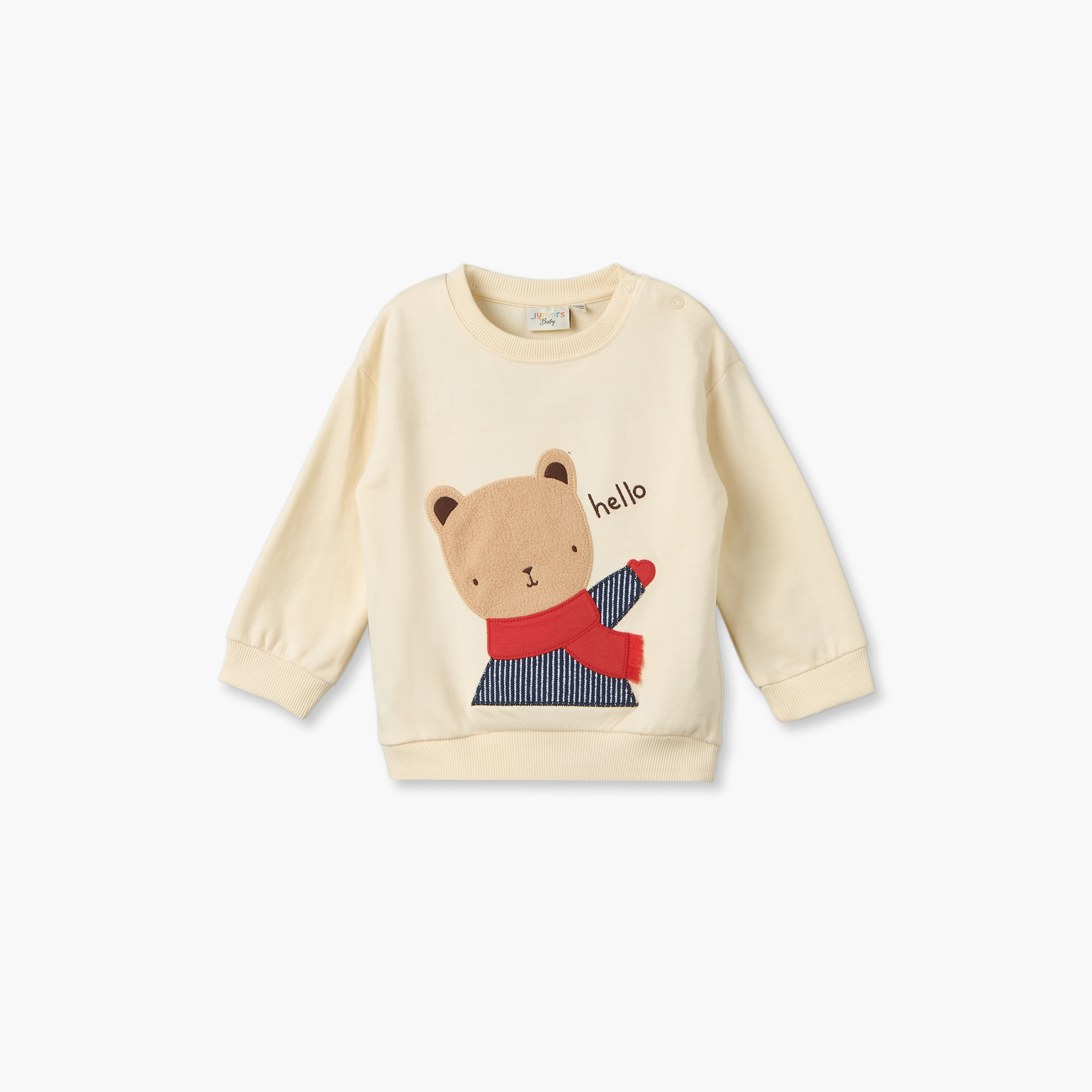 Juniors Cotton Crew Neck Long Sleeves Sweatshirt and Pants Set with Bear Print-baby-boys-clothing-setsandcoords-image-3
