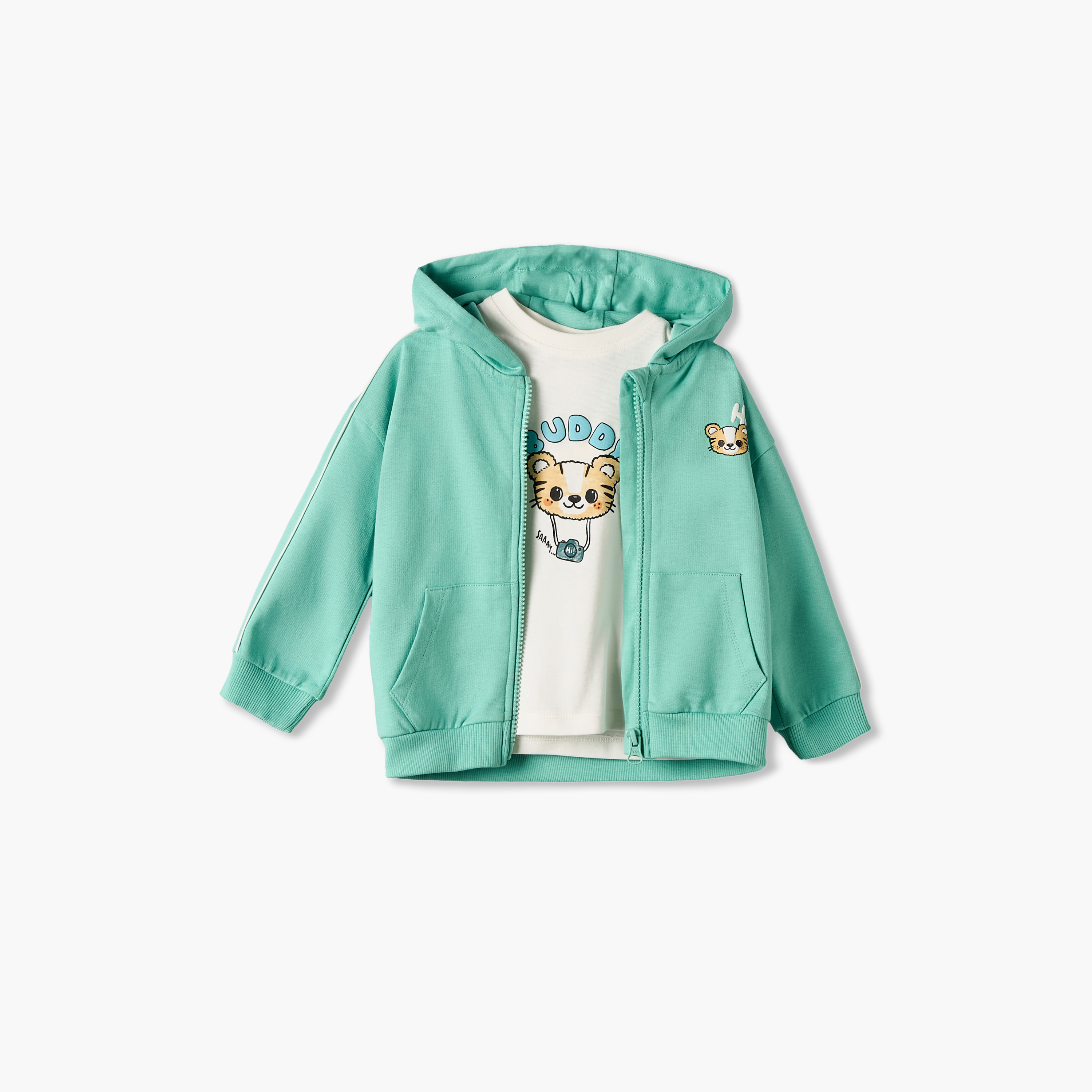 طقم بنطلون رياضي وسويت شيرت بقبعة وتيشيرت بطبعات 3 قطع من جونيورز-baby-boys-clothing-setsandcoords-image-11